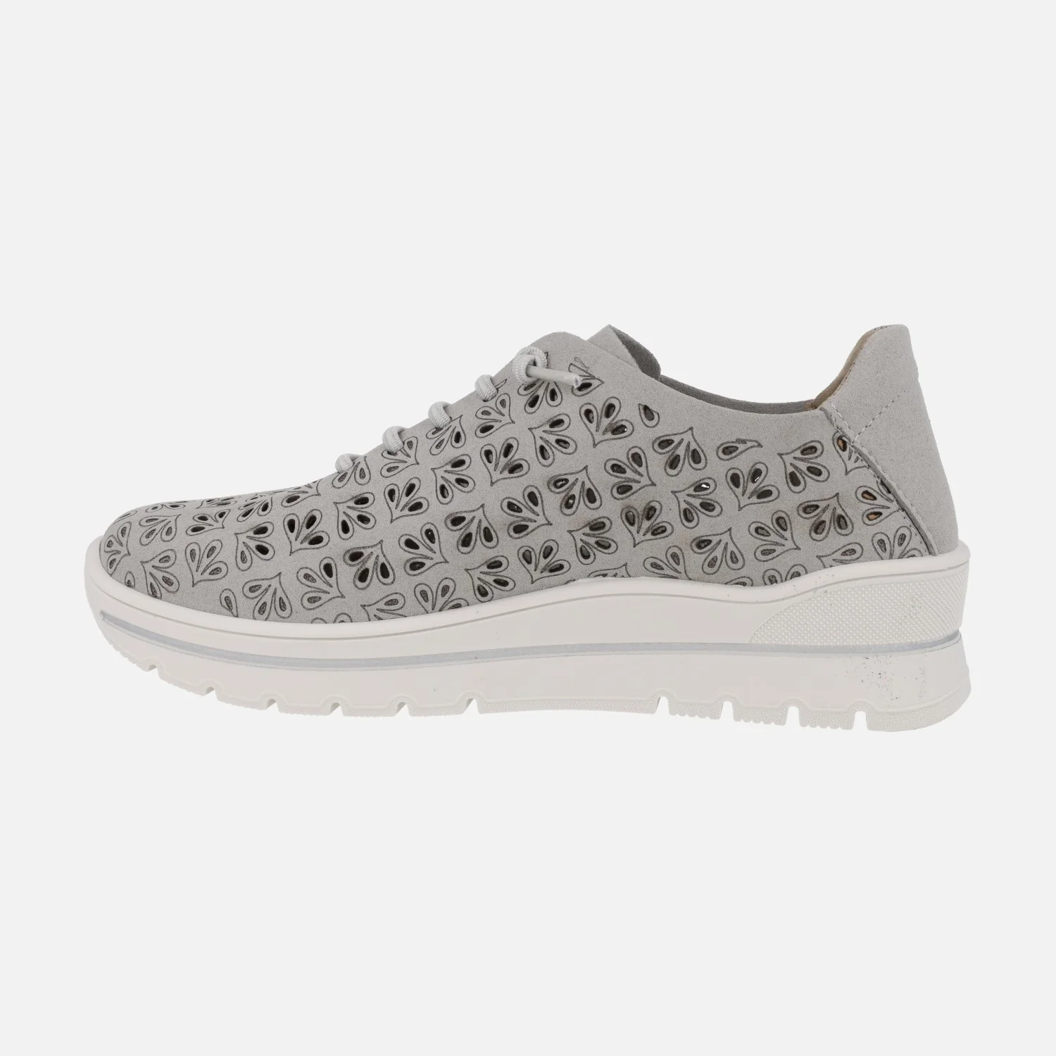 Deportivas grises con troquelados y cordones elásticos - Image 3