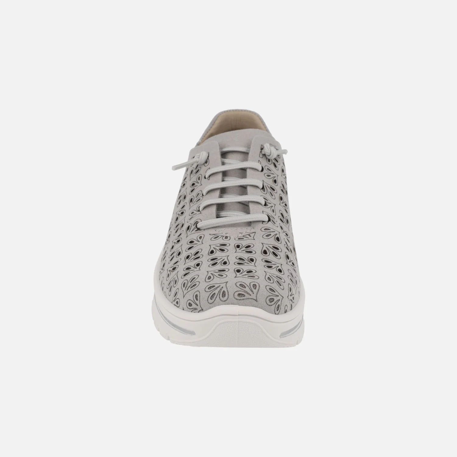 Deportivas grises con troquelados y cordones elásticos - Image 5
