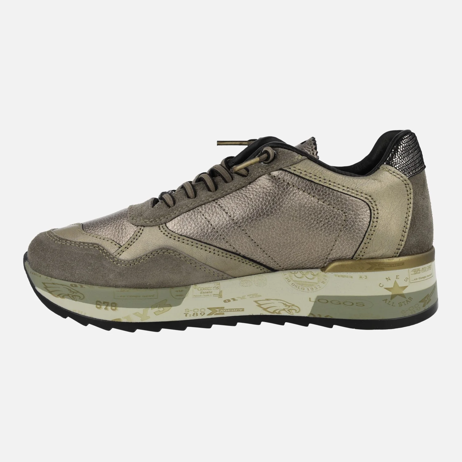 Deportivas multi material en metalizado acero con cordones elásticos - Image 3