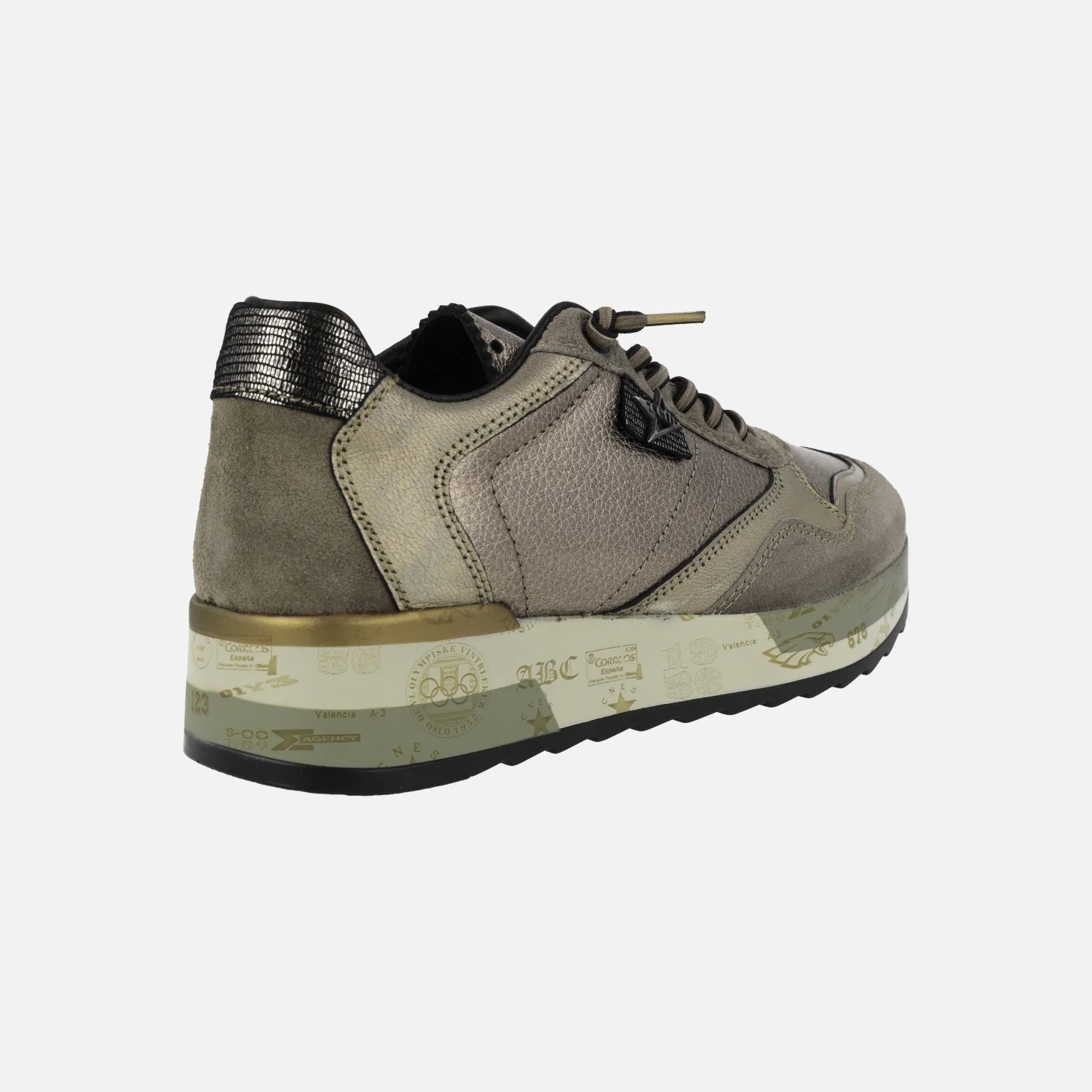 Deportivas multi material en metalizado acero con cordones elásticos - Image 4