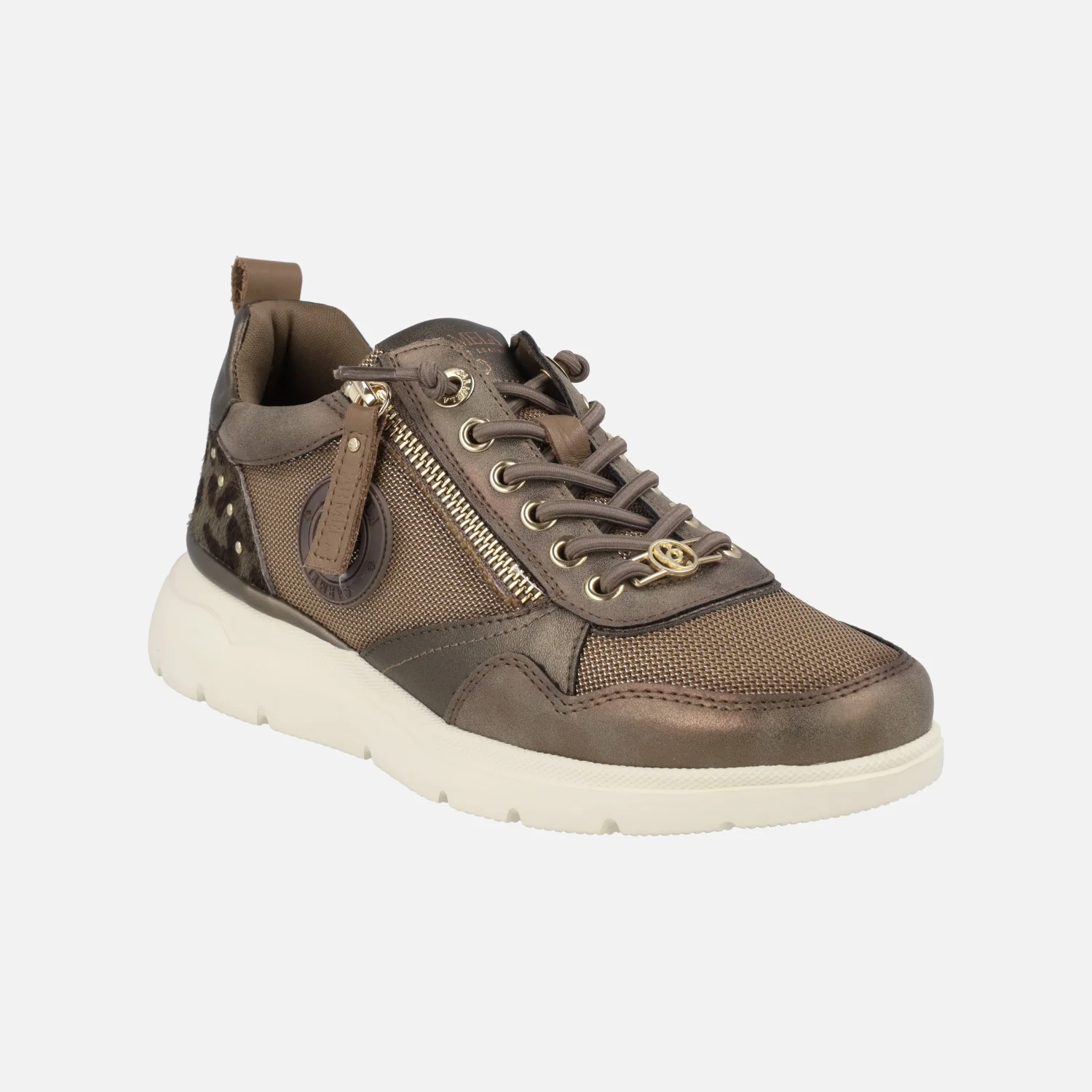 Deportivas multi material metalizadas con talón en animal print - Image 2