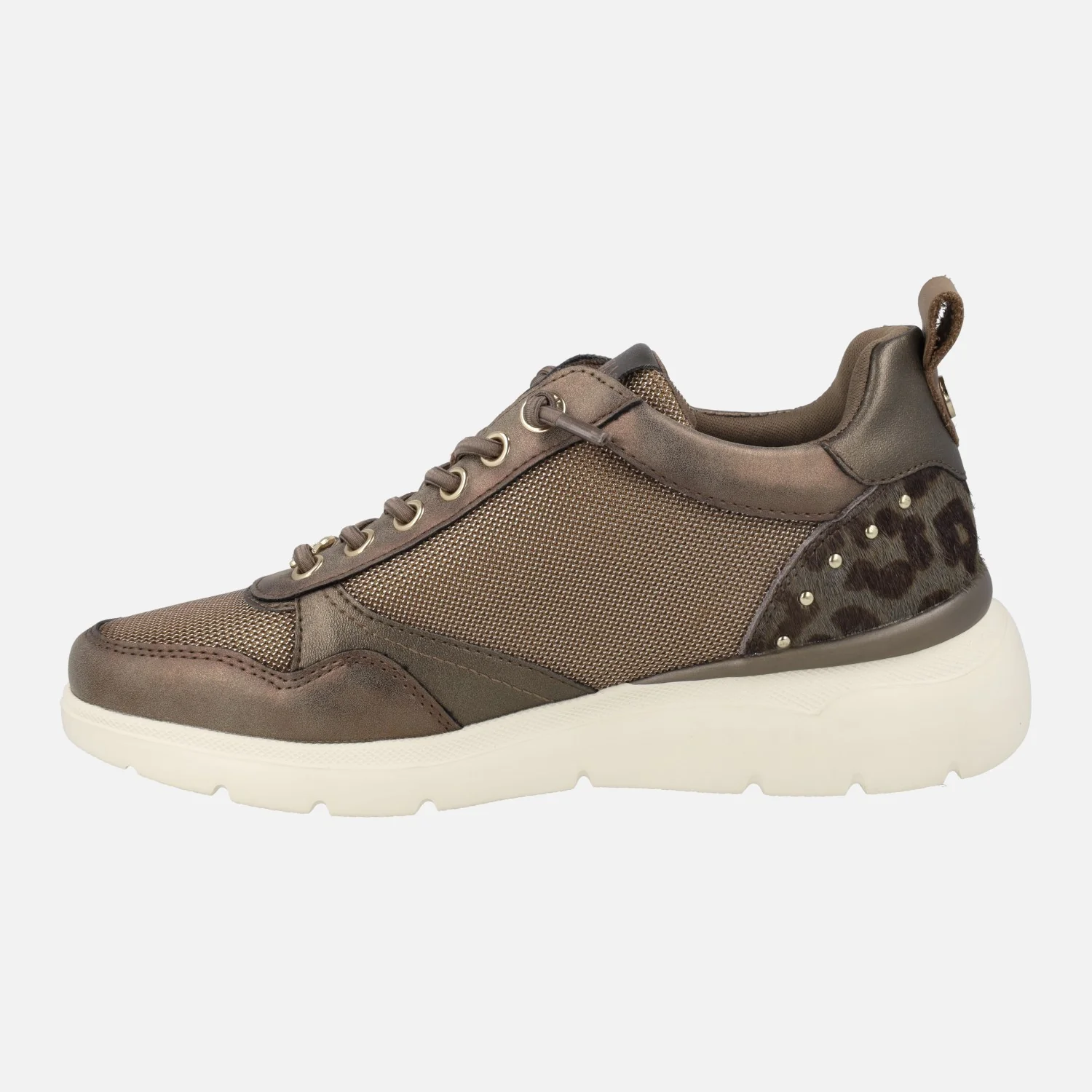 Deportivas multi material metalizadas con talón en animal print - Image 4