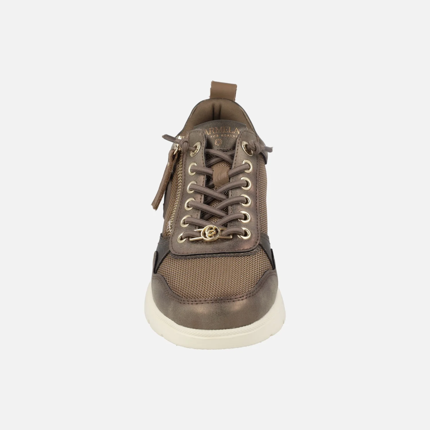 Deportivas multi material metalizadas con talón en animal print - Image 5