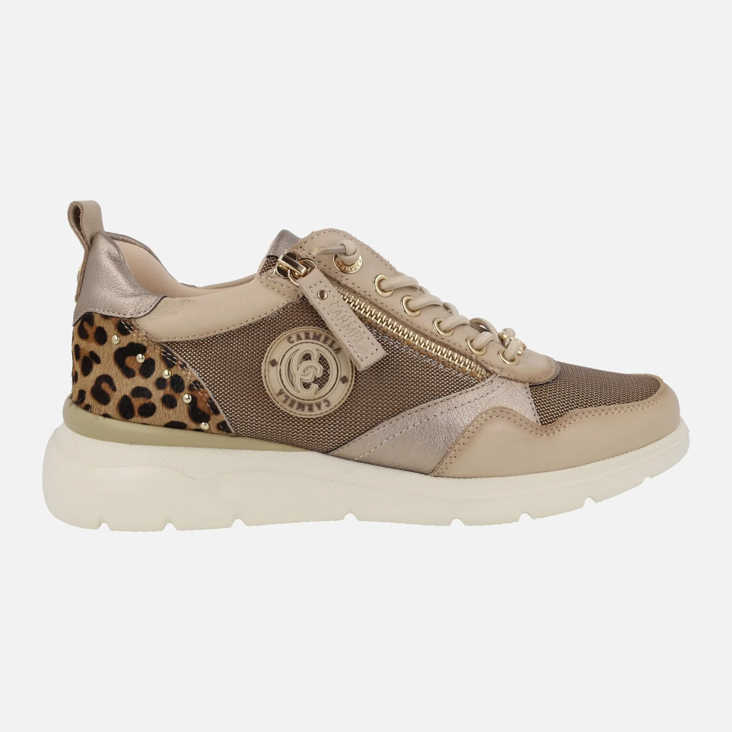 Deportivas multi material metalizadas con talón en animal print - Image 7