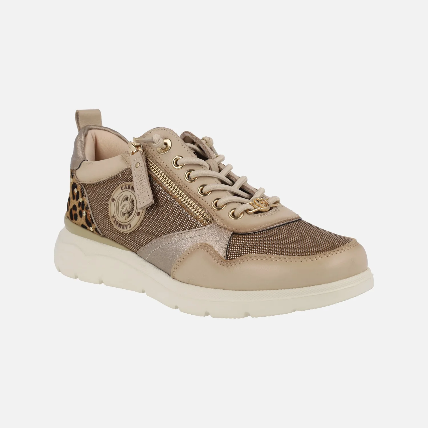 Deportivas multi material metalizadas con talón en animal print - Image 8