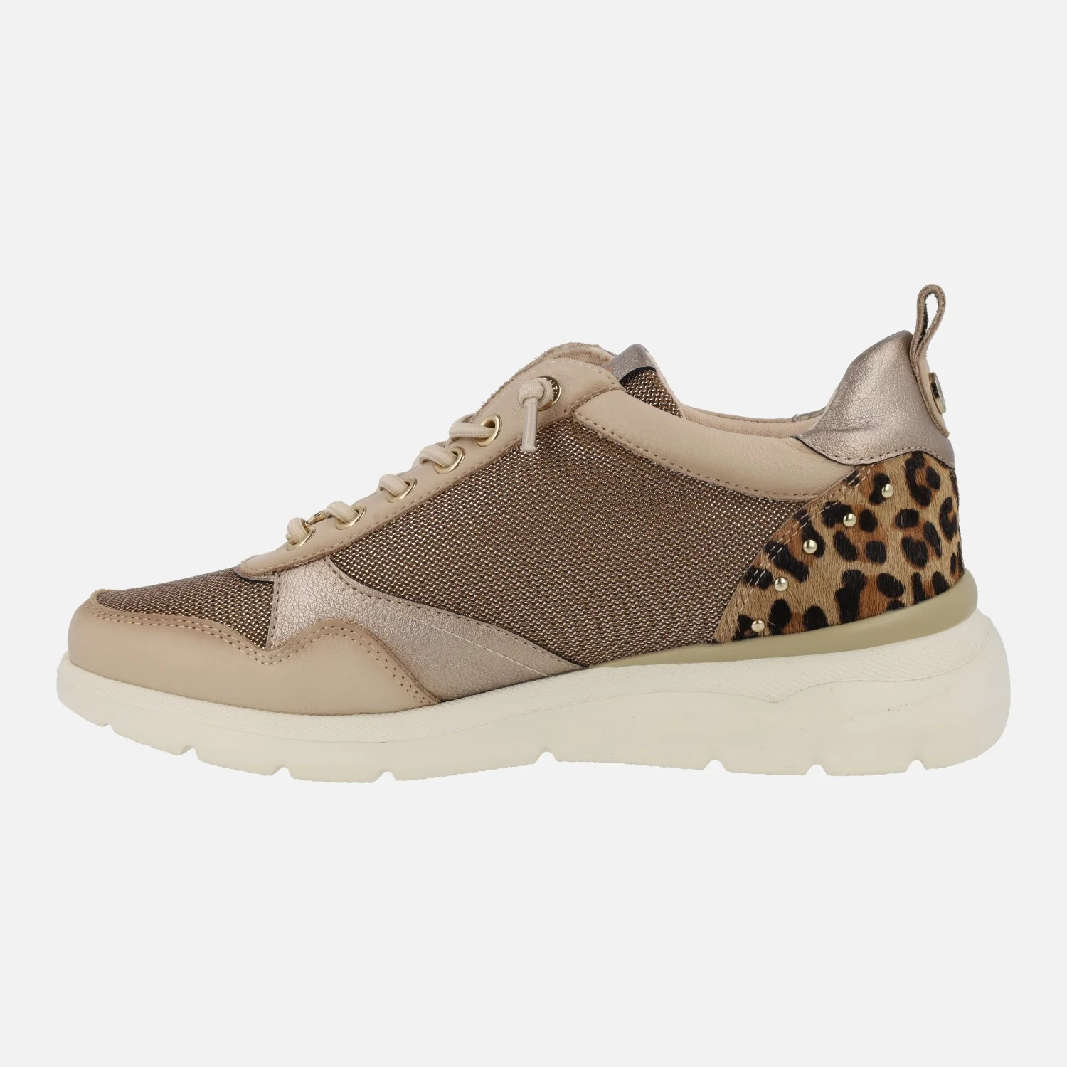 Deportivas multi material metalizadas con talón en animal print - Image 9