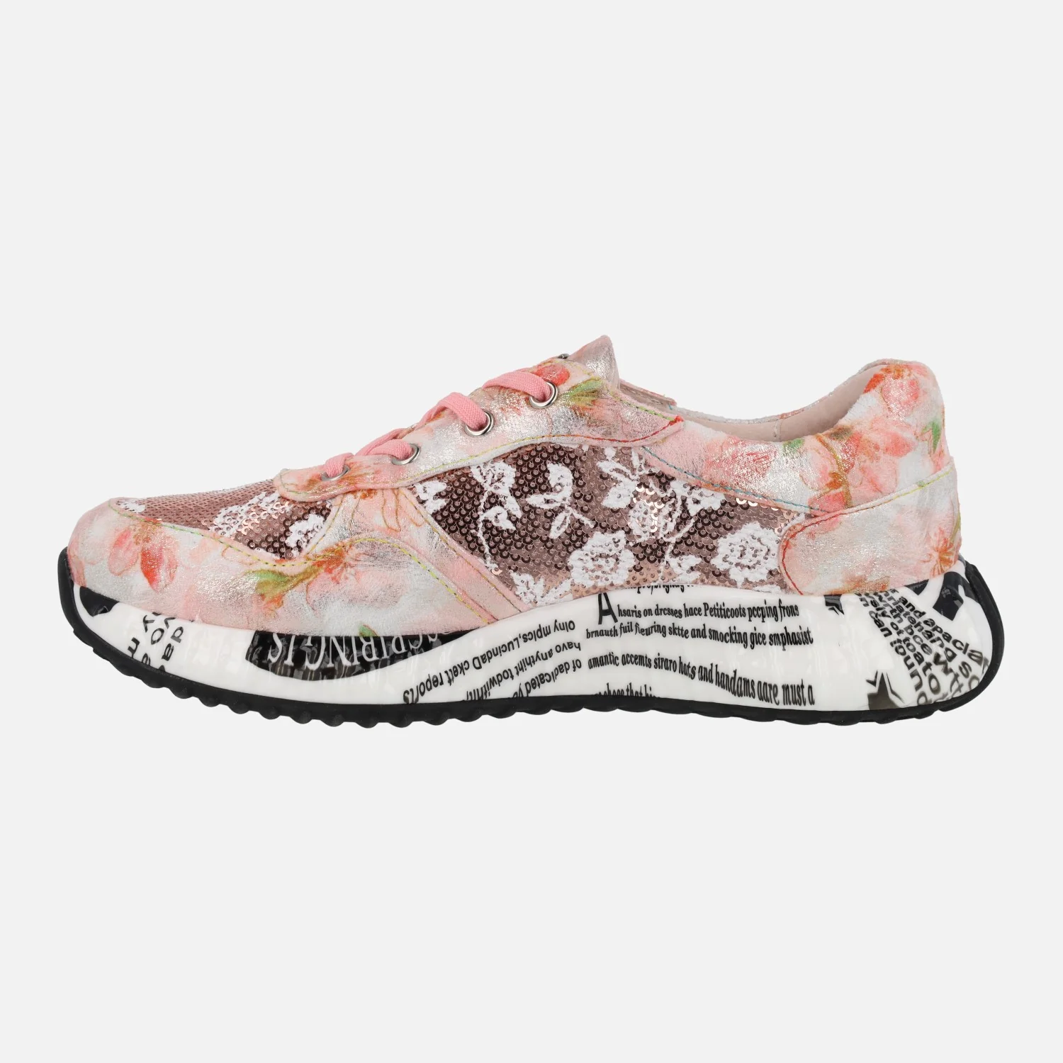 Deportivas rosas Laura Vita con estampado de flores Burton 05 framboise - Image 4
