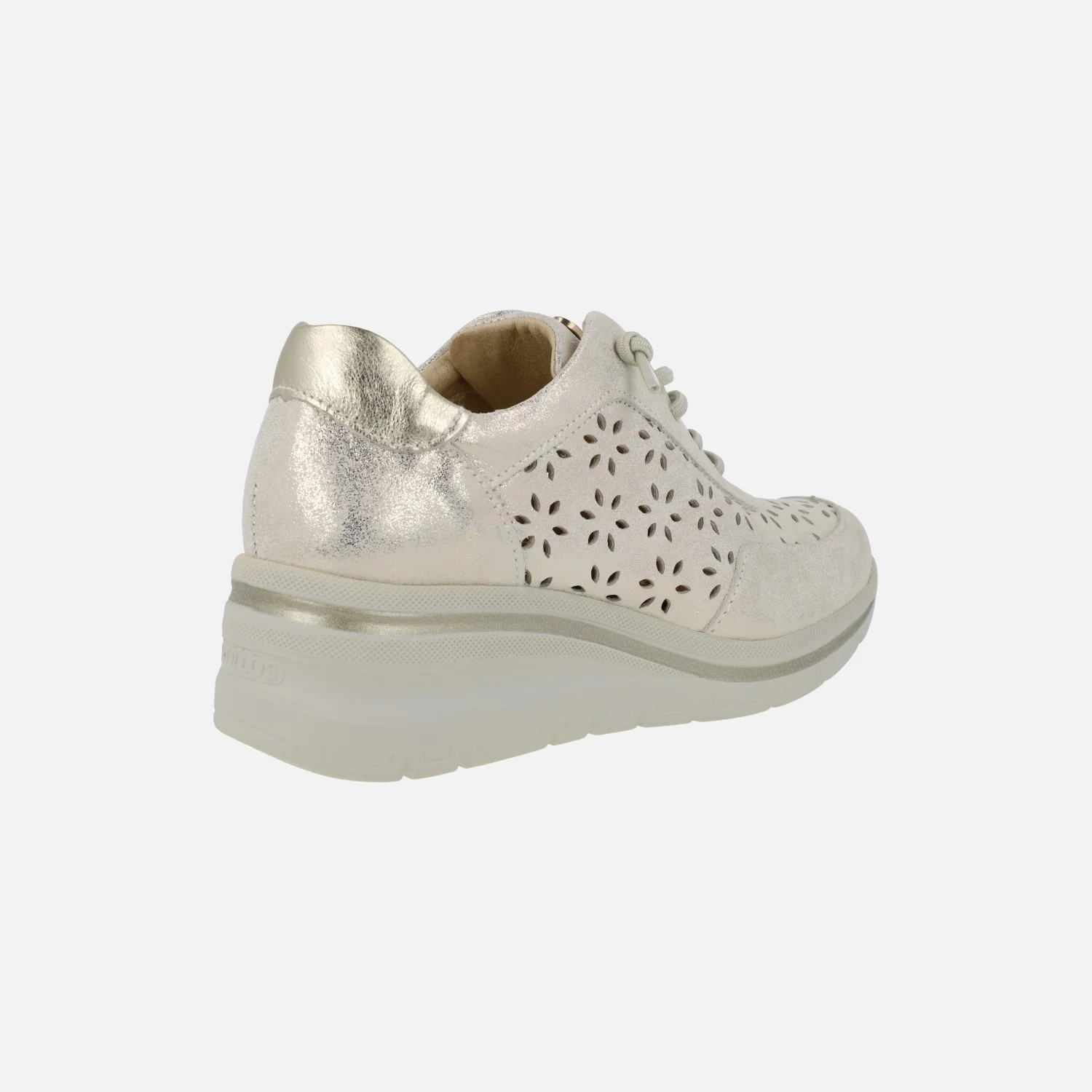 Deportivas troqueladas en metalizado oro con cordones elásticos - Image 4