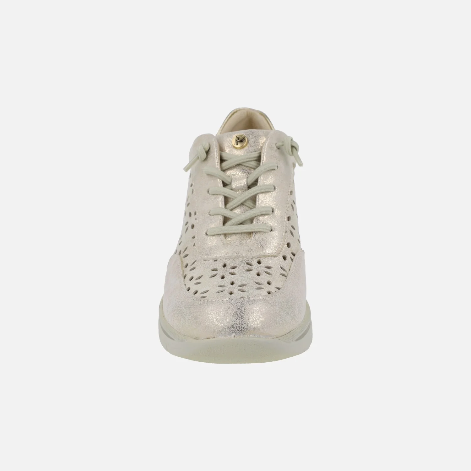 Deportivas troqueladas en metalizado oro con cordones elásticos - Image 5