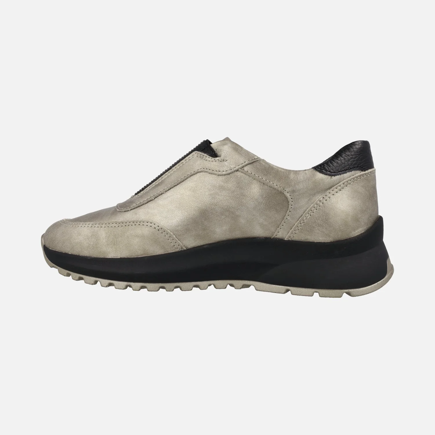 Deportivos confort en beige metalizado y negro con detalles de strass - Image 4