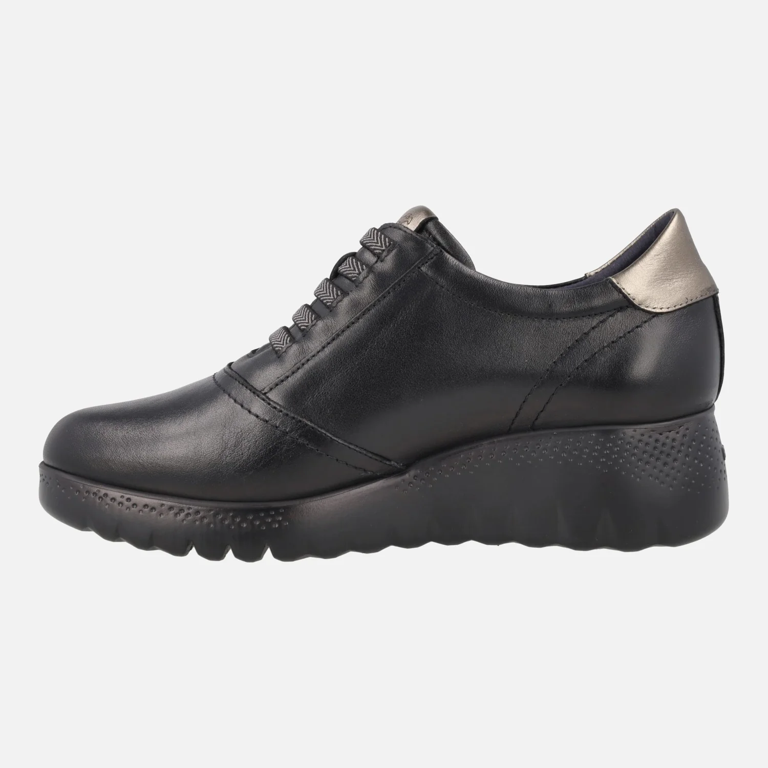 Deportivos negros de piel con cordones elásticos Live - Image 4