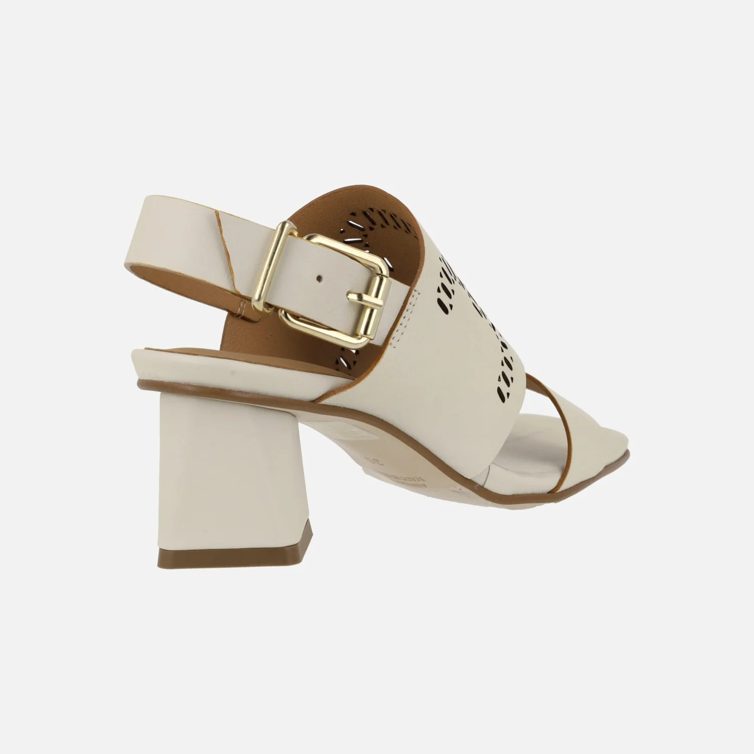 Sandalias Manarola en piel hielo con troquelado y tacones geométricos - Image 4