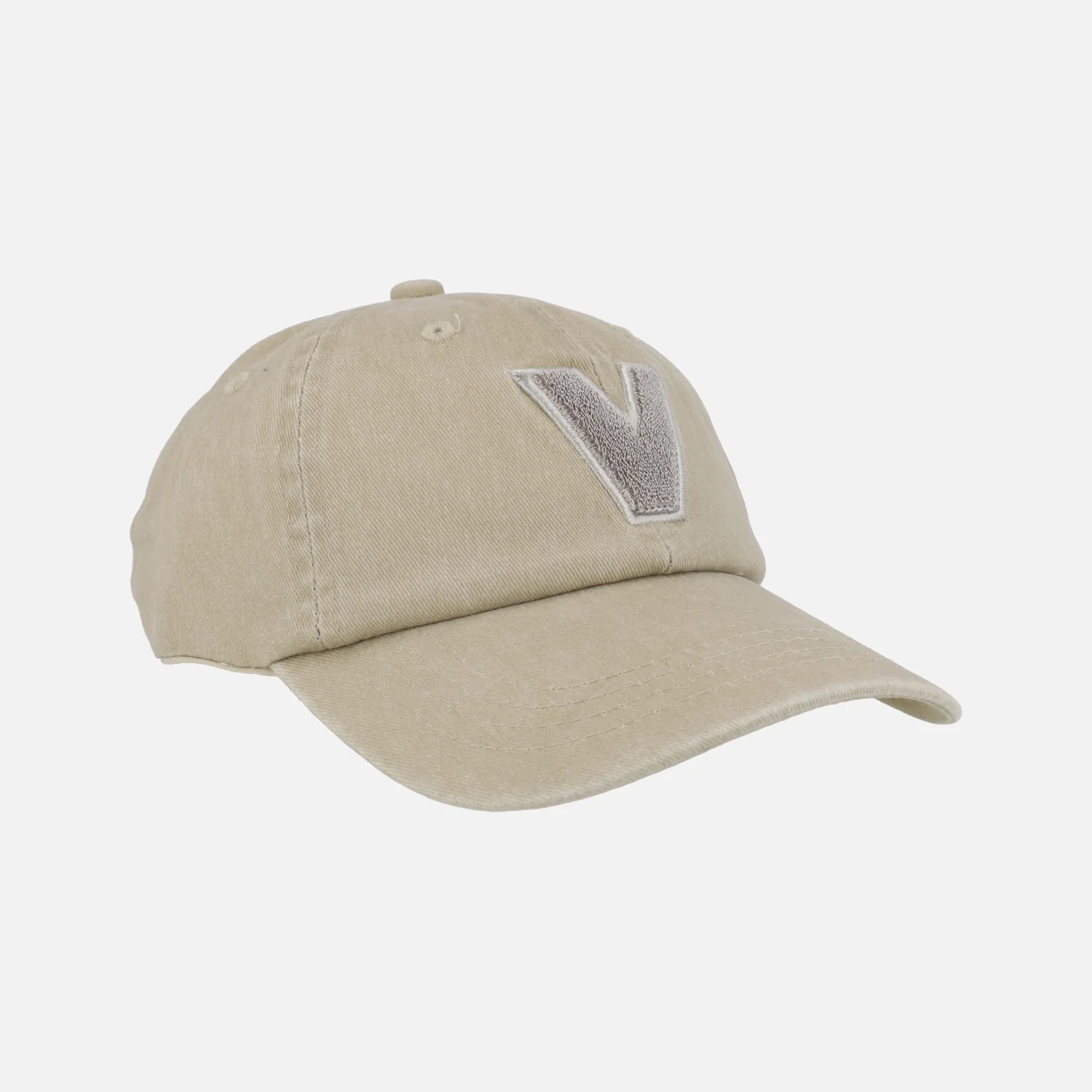Gorras beige en algodón lavado con logo V - Image 3