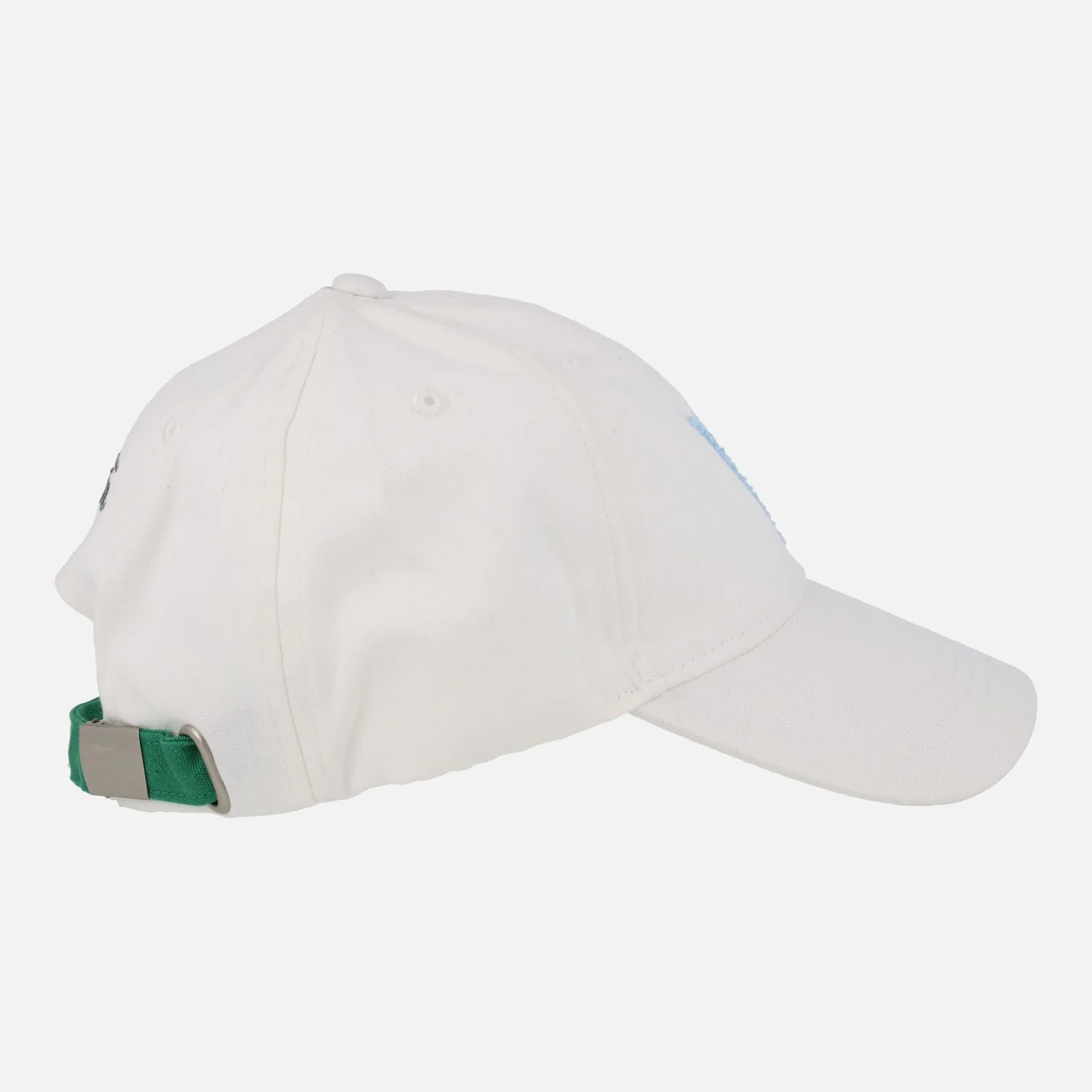 Gorras Victoria V en tejido blanco con logo en rizo azul - Image 3