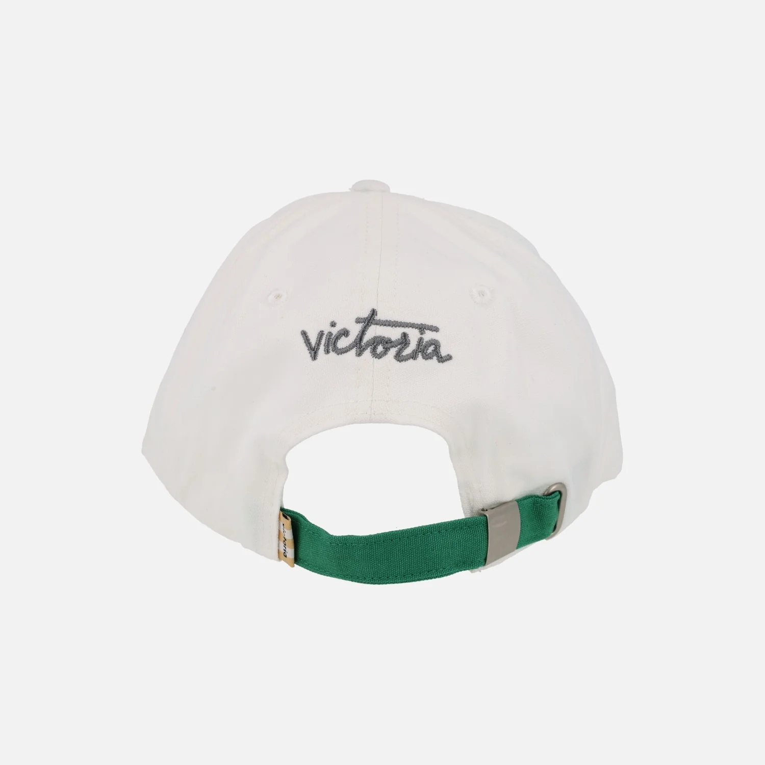 Gorras Victoria V en tejido blanco con logo en rizo azul - Image 4
