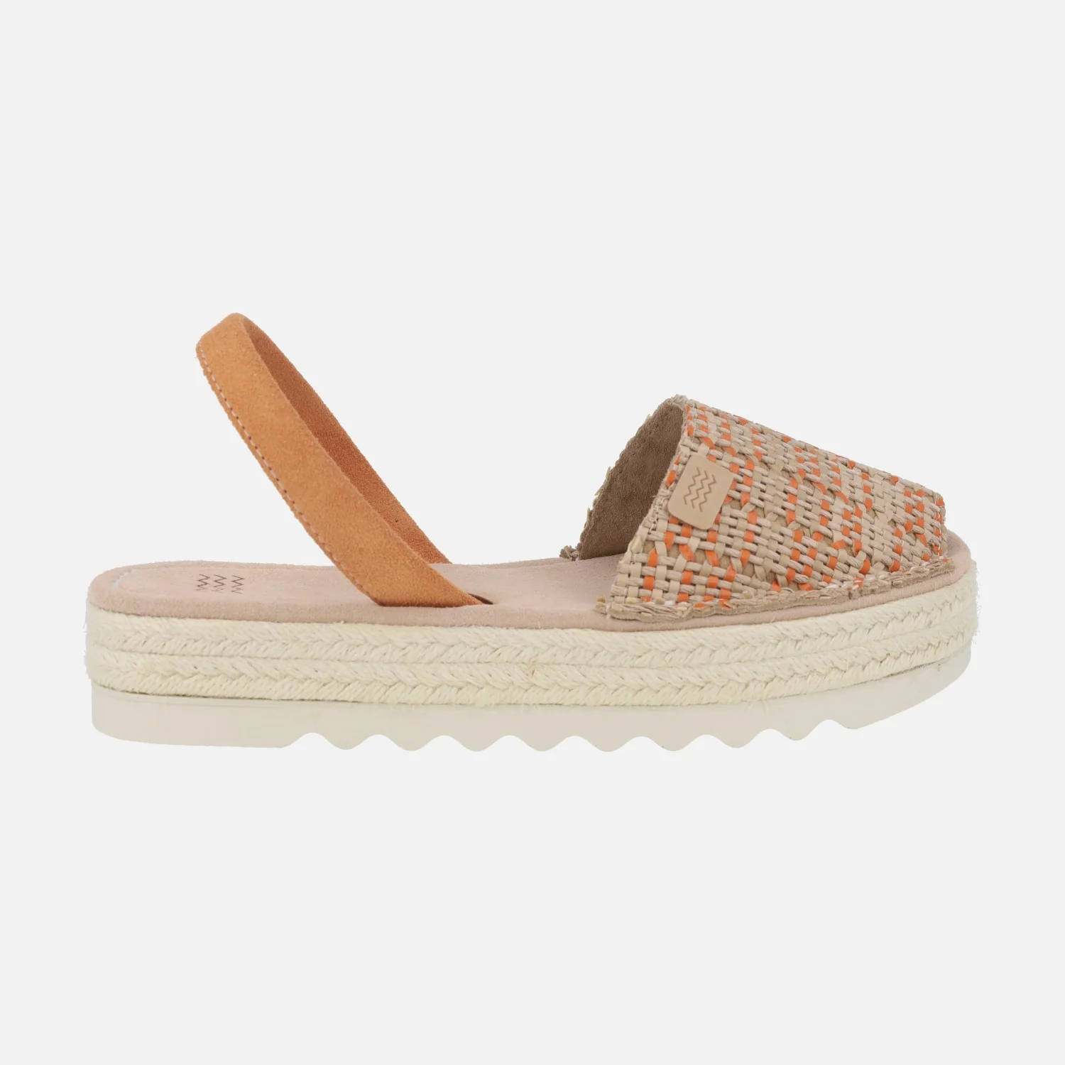 Menorquinas con plataforma Doble yute trenzado rafia naranja