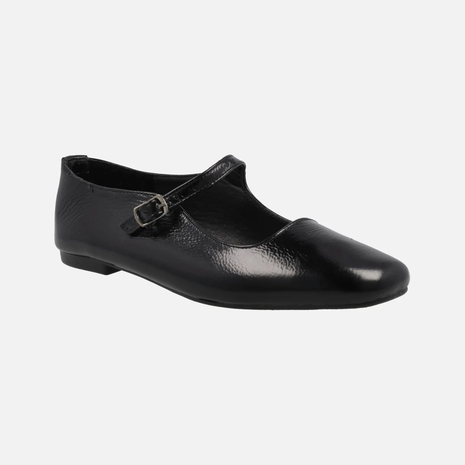 Mercedes para mujer en charol negro con piso plano - Image 2