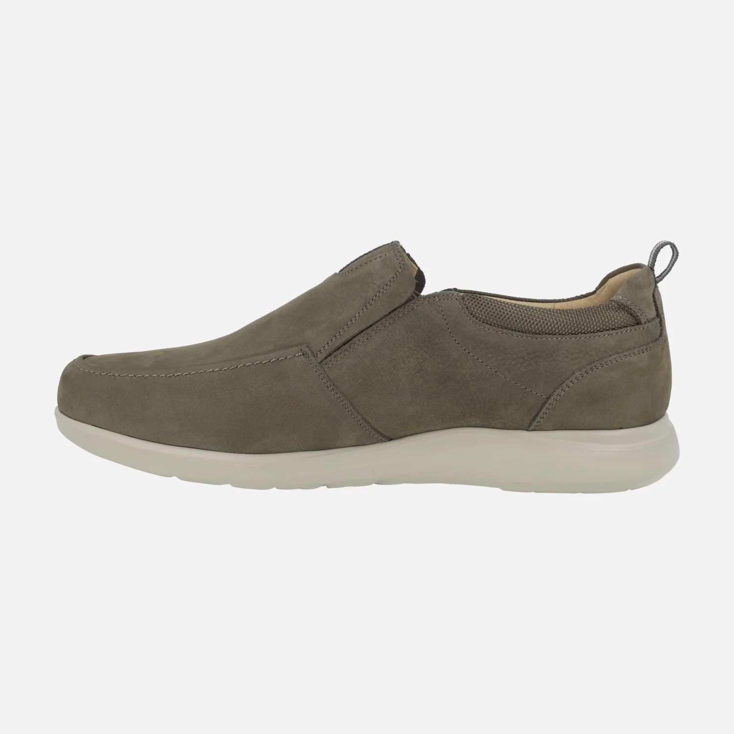 Mocasines Ancho especial para hombre en nobuck taupe con elásticos laterales - Image 3