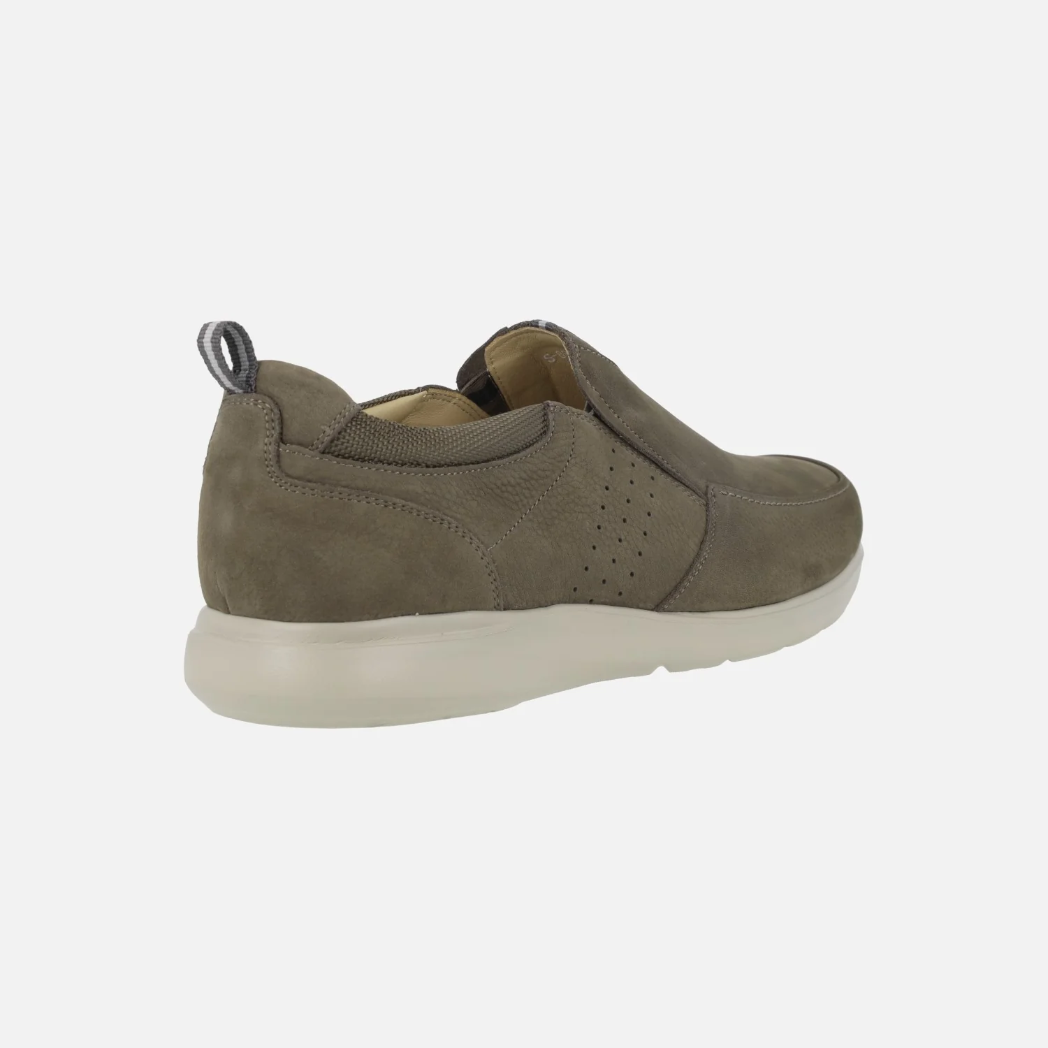 Mocasines Ancho especial para hombre en nobuck taupe con elásticos laterales - Image 4