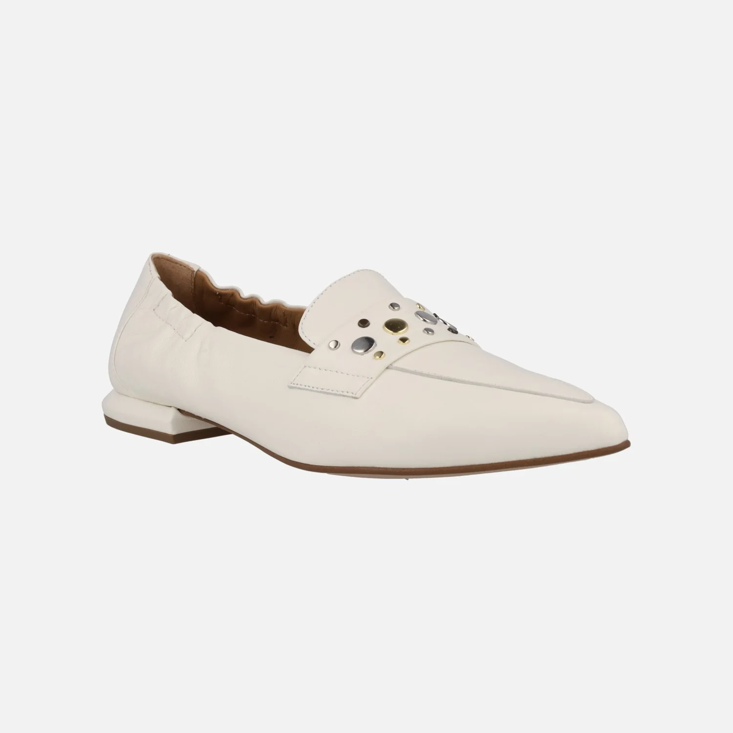 Mocasines blancos de piel con tachas metálicas Pedro Miralles - Image 2