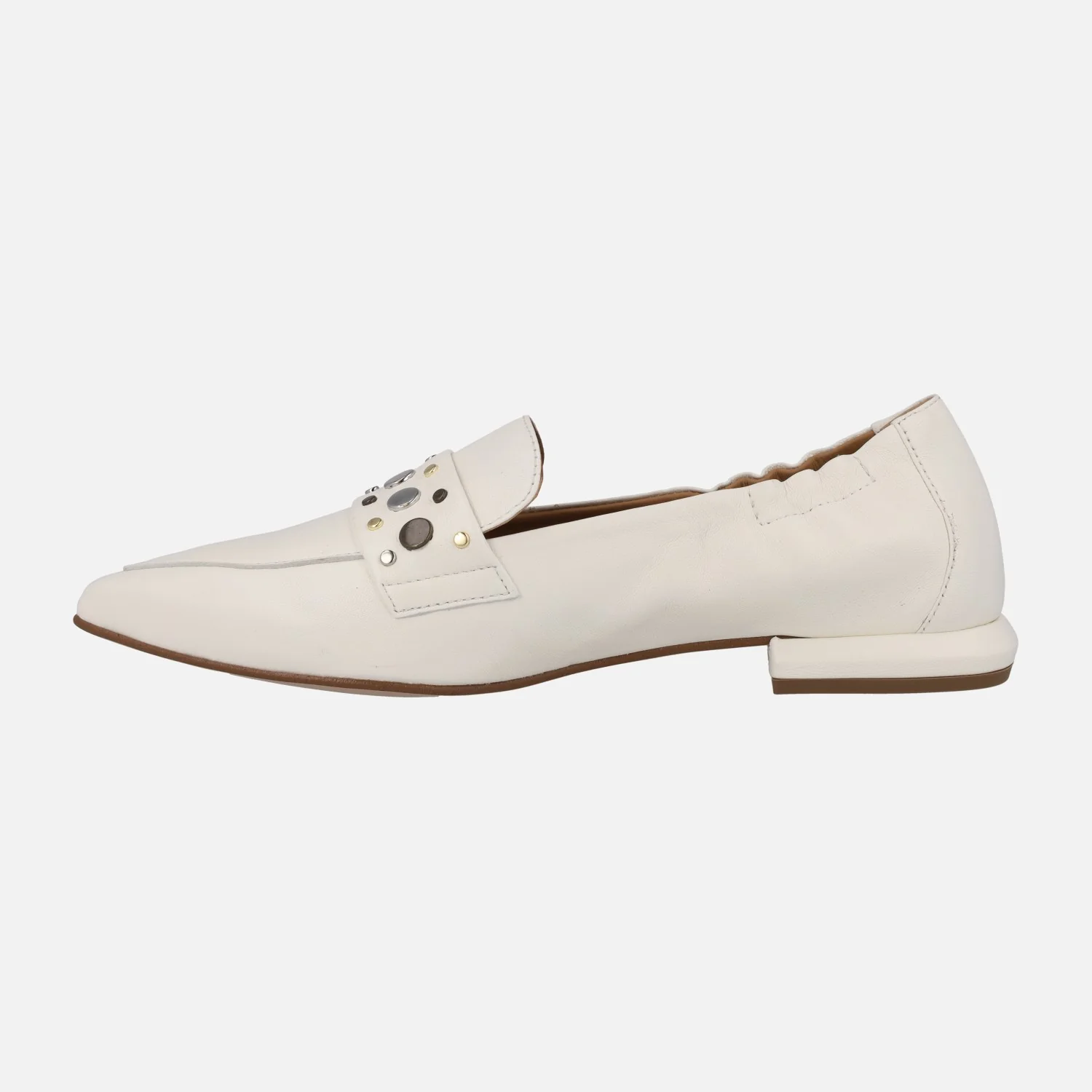 Mocasines blancos de piel con tachas metálicas Pedro Miralles - Image 3