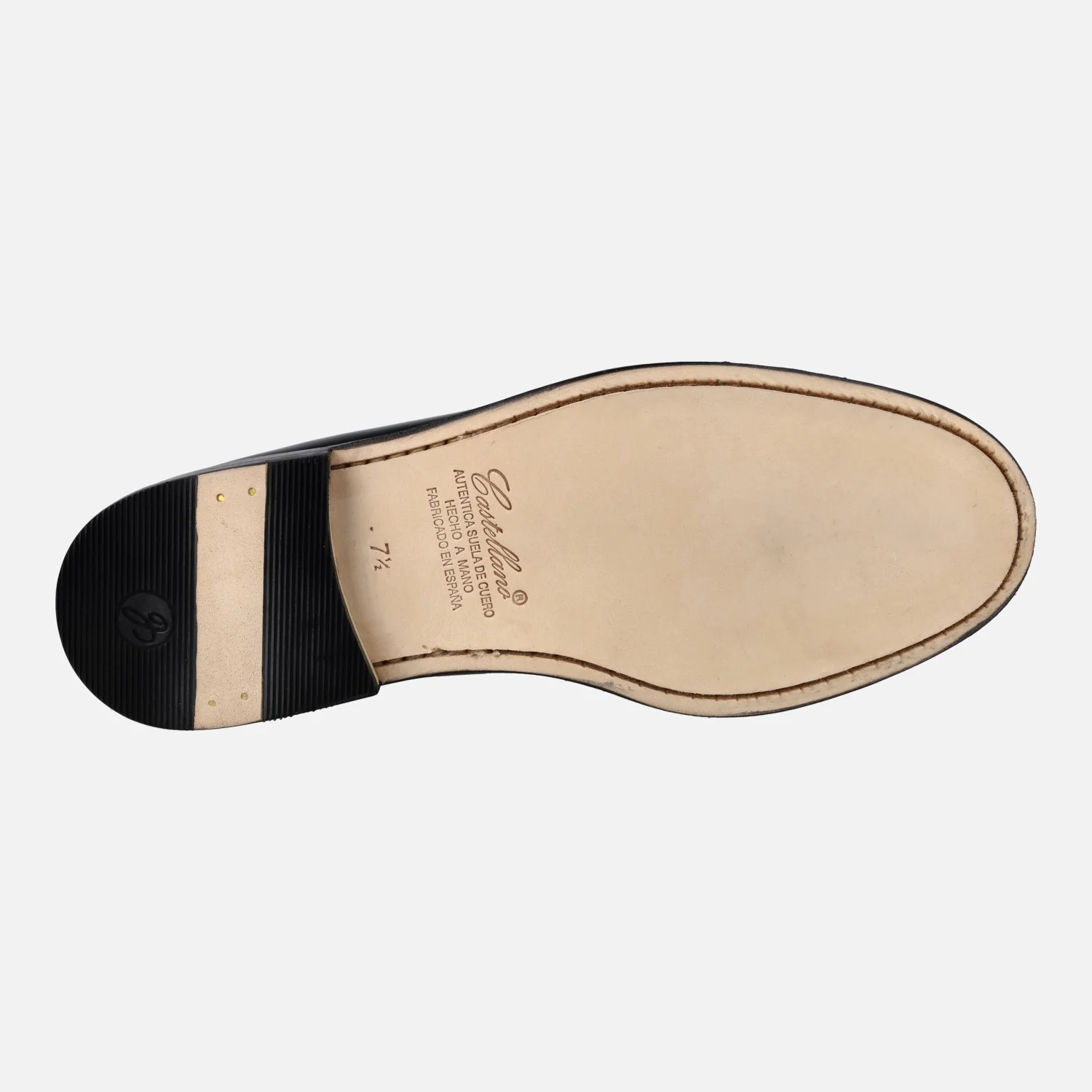 Mocasines Castellanos en piel antik con antifaz y suela de cuero - Image 6
