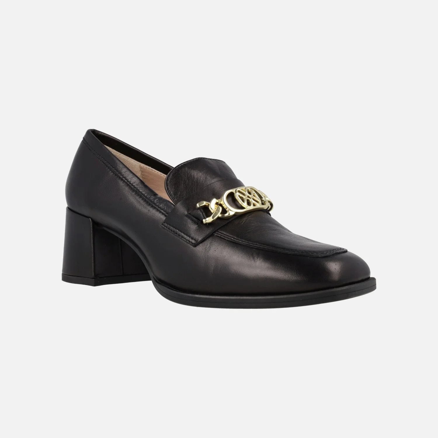 Mocasines con adorno metálico y tacón ancho Megan - Image 2