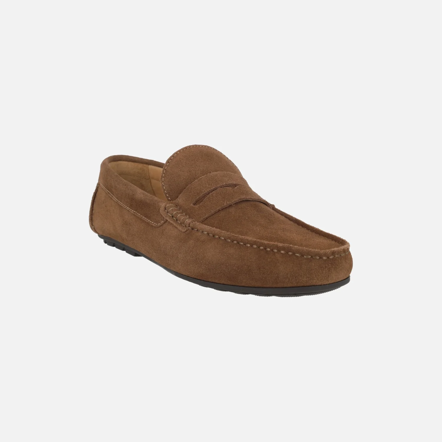 Mocasines con antifaz para hombre Pasos en serraje castaño - Image 2