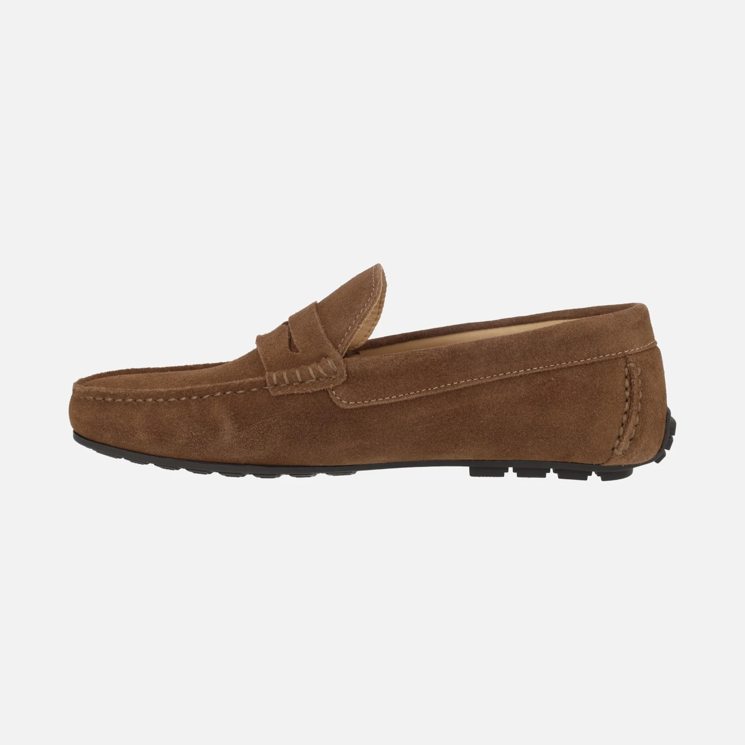Mocasines con antifaz para hombre Pasos en serraje castaño - Image 3