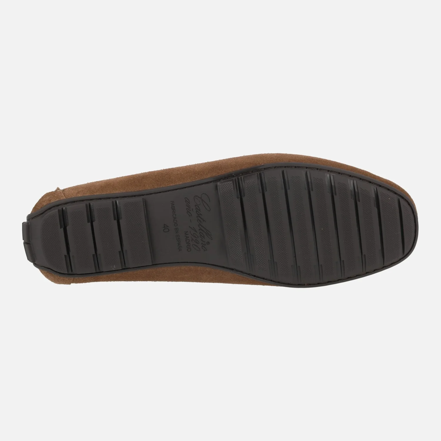 Mocasines con antifaz para hombre Pasos en serraje castaño - Image 6