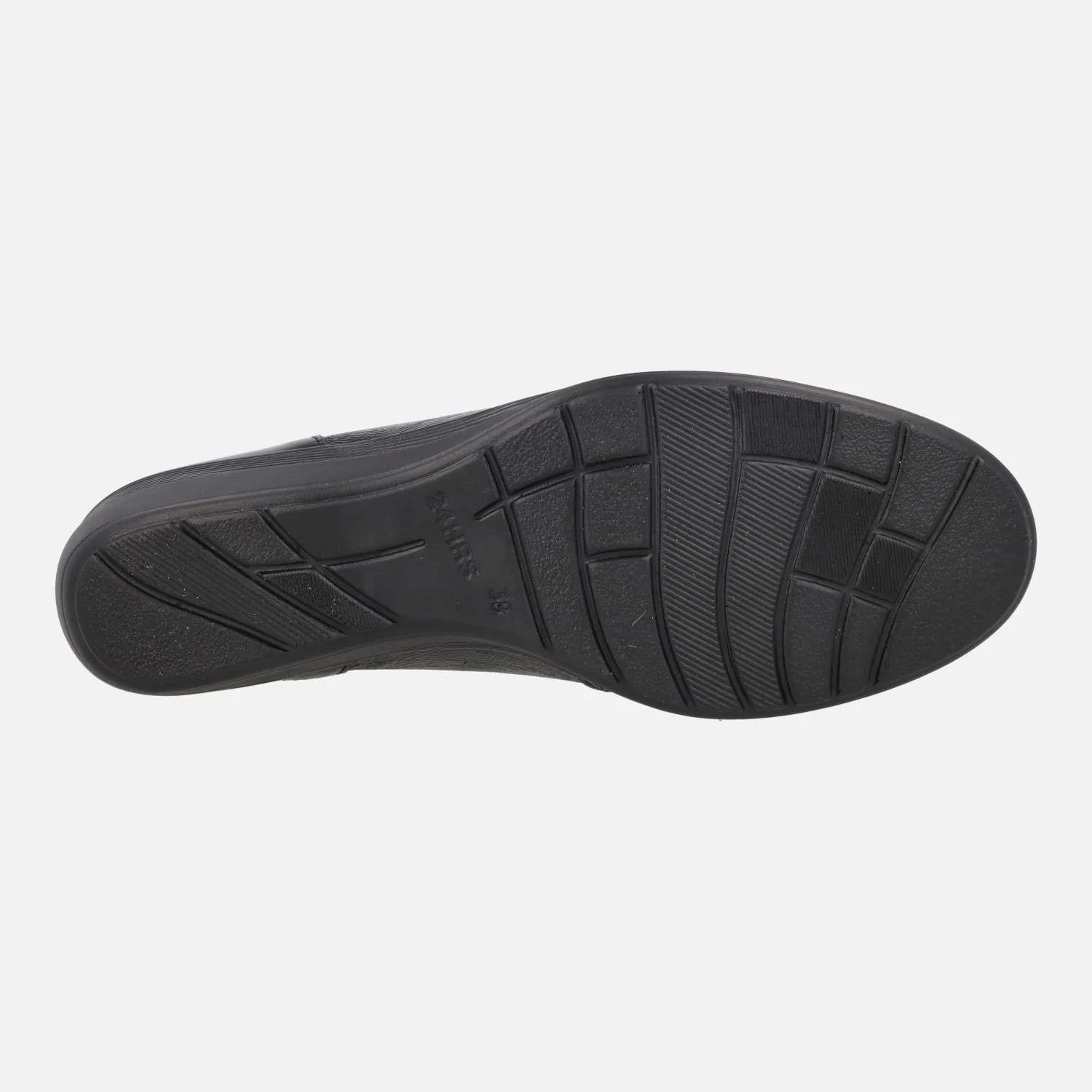 Mocasines confort en charol negro con cuña baja y adorno metálico - Image 6