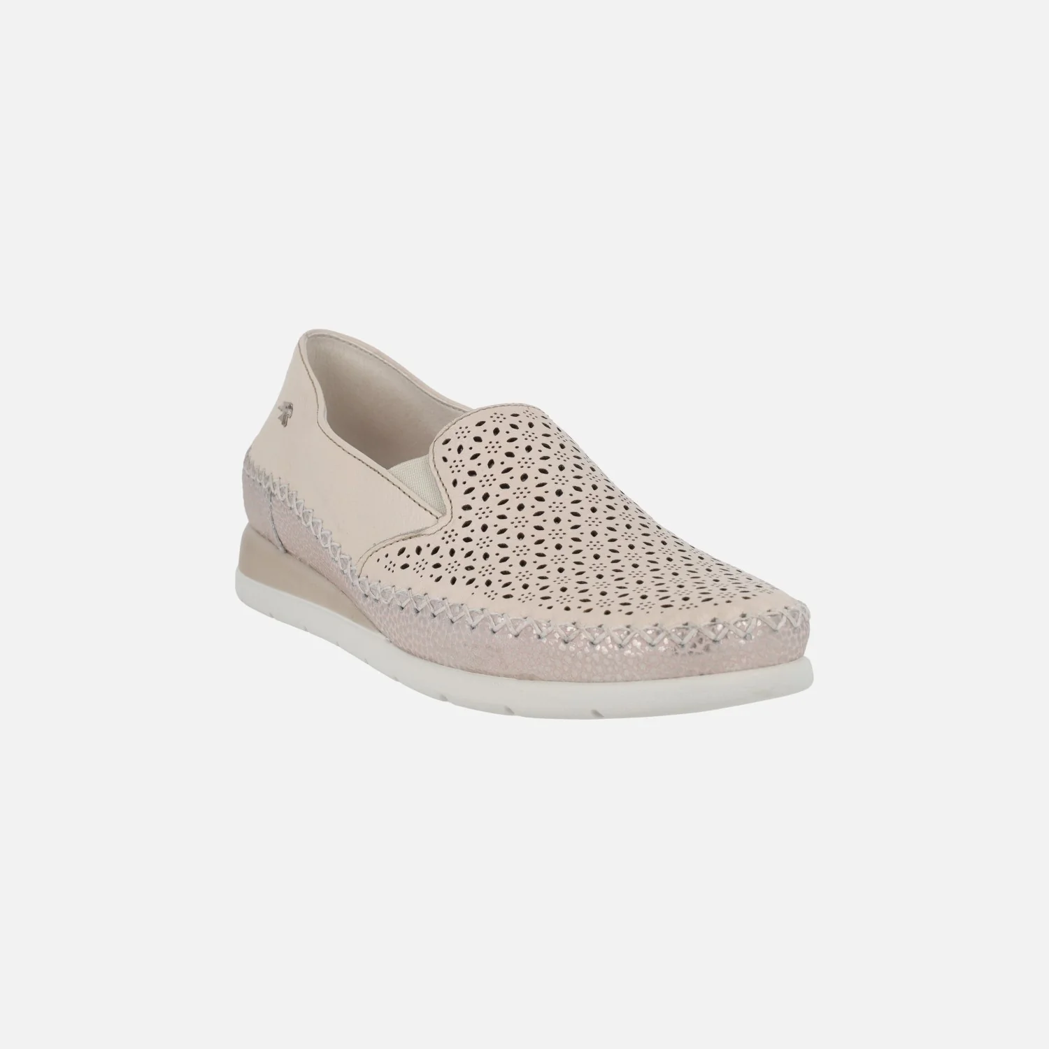 Mocasines confort Sella con picados en piel beige - Image 2
