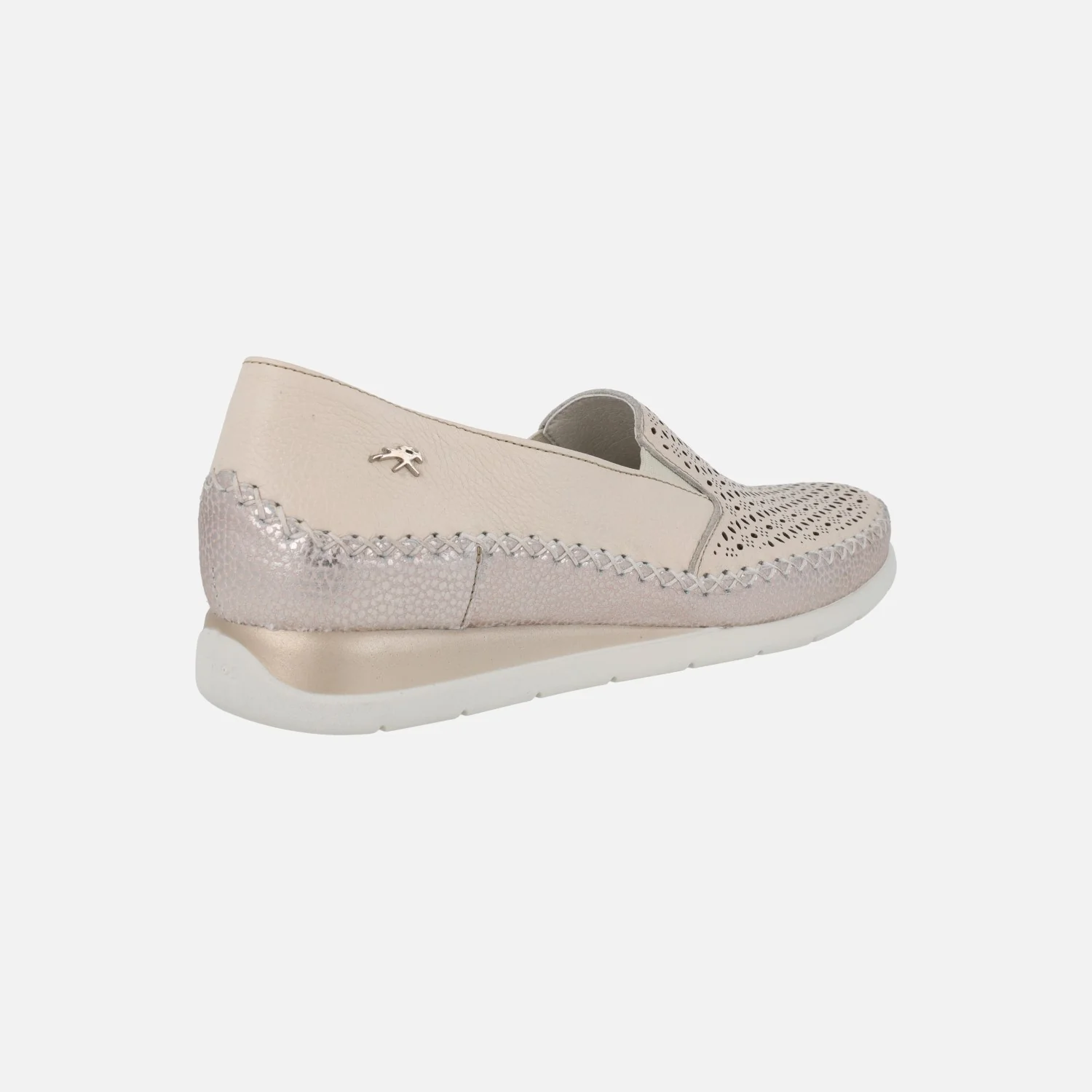 Mocasines confort Sella con picados en piel beige - Image 4