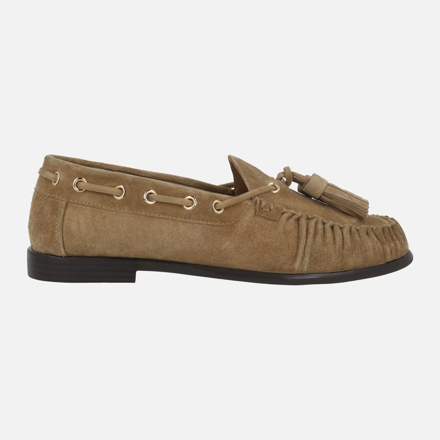 Mocasines de ante camel con puntera fruncida y borlas Shawnee