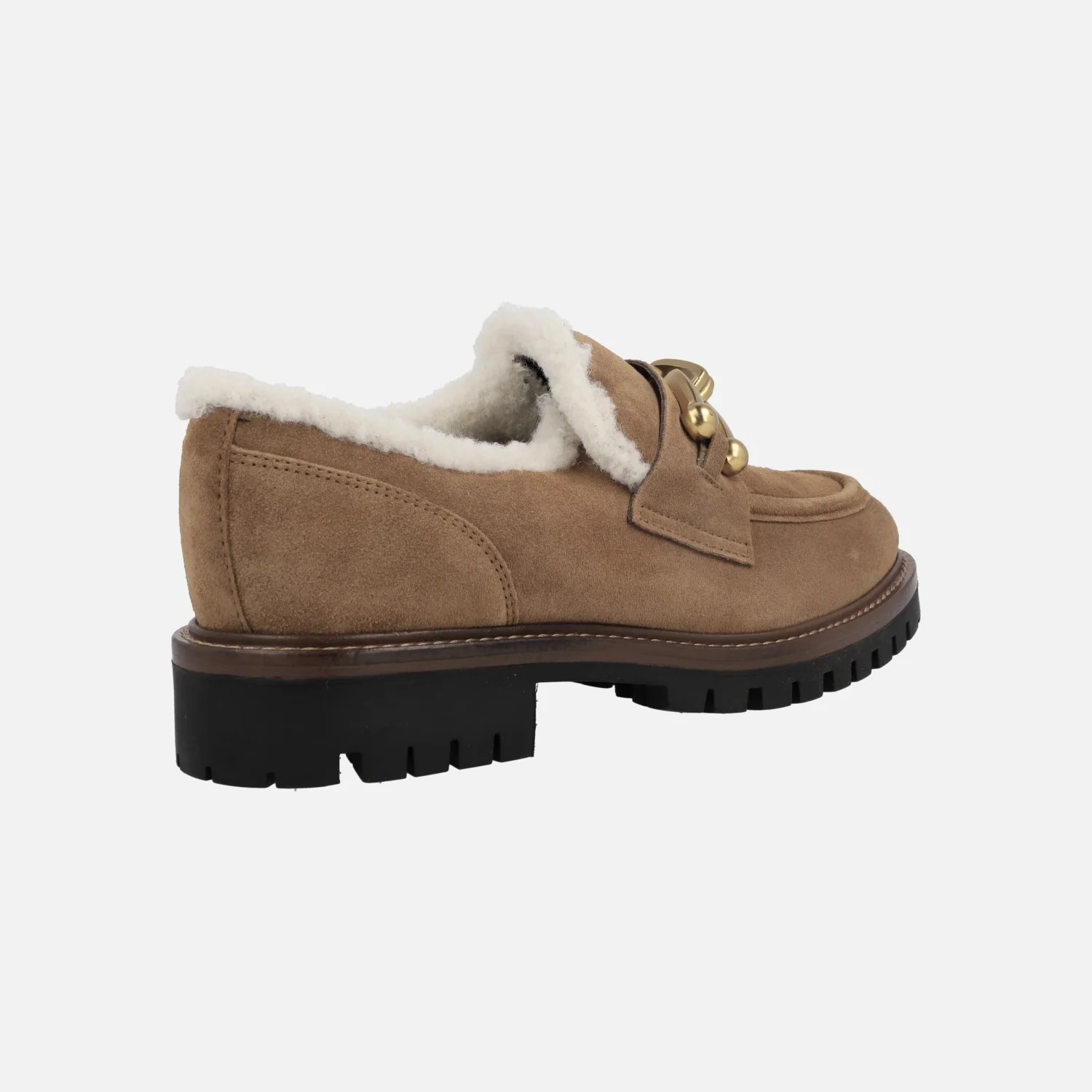 Mocasines de ante camel Militare con forro borreguillo y adorno metálico - Image 4