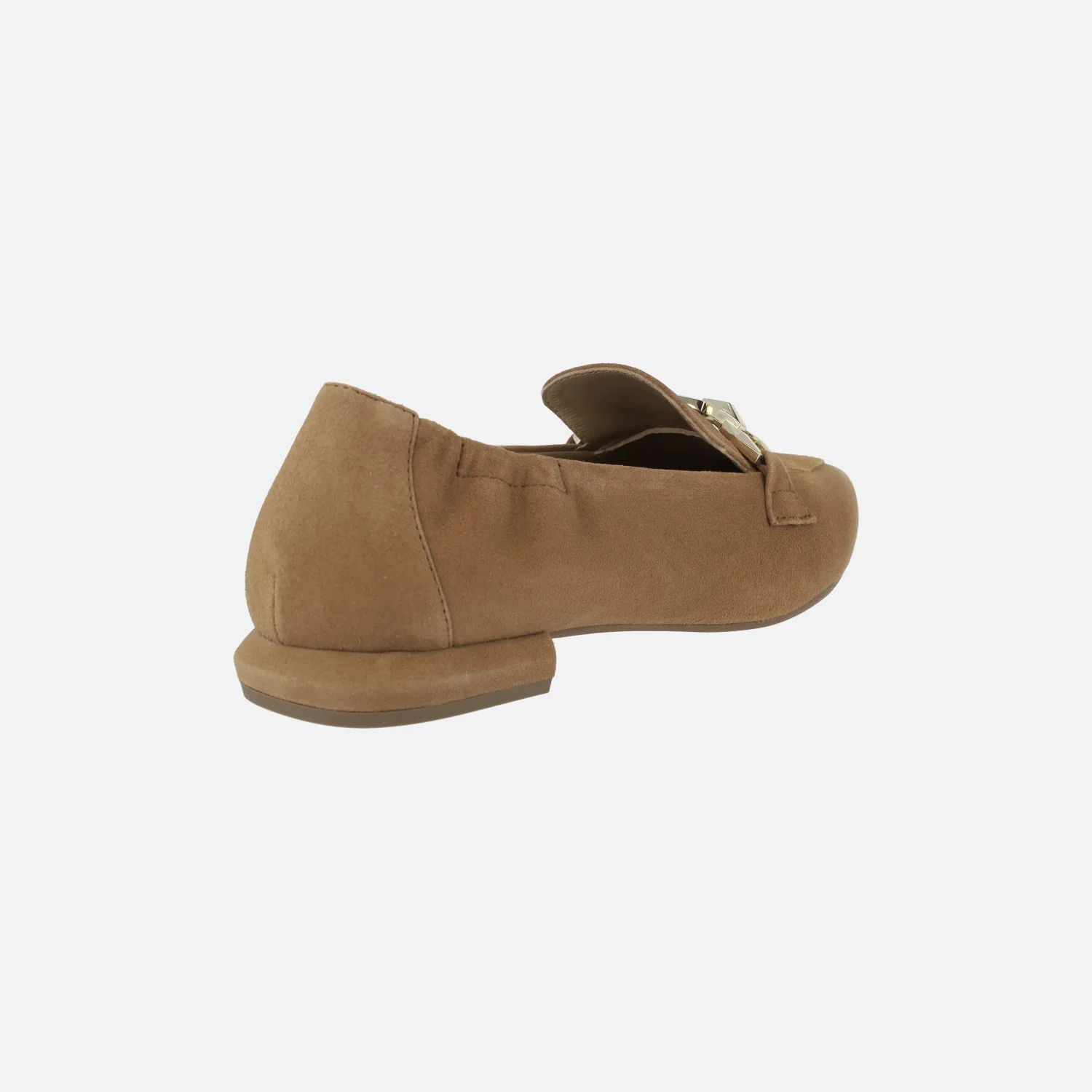 Mocasines de ante color cuero con adorno metálico dorado - Image 4