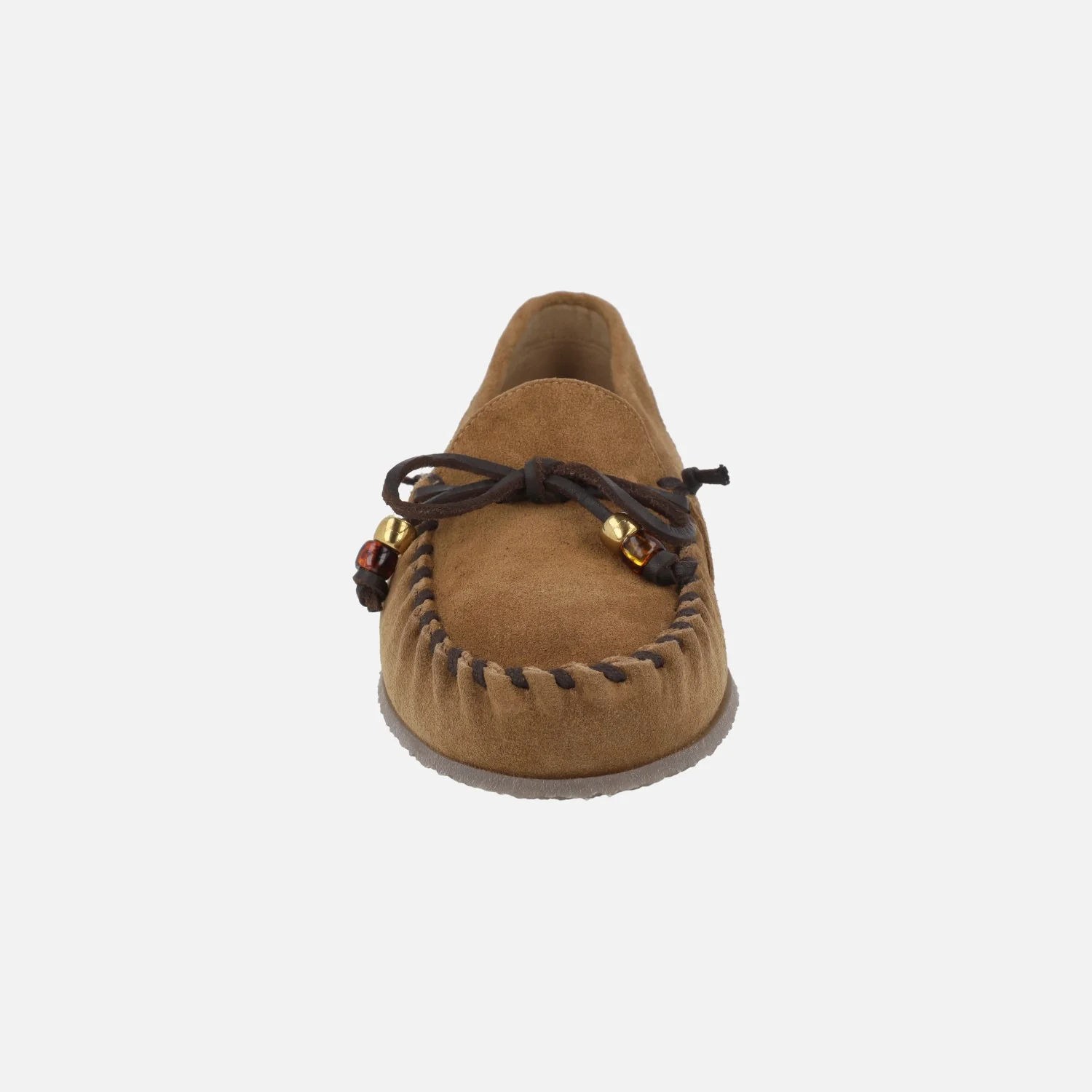 Mocasines de ante para mujer con detalle de lazo y pespuntes - Image 11