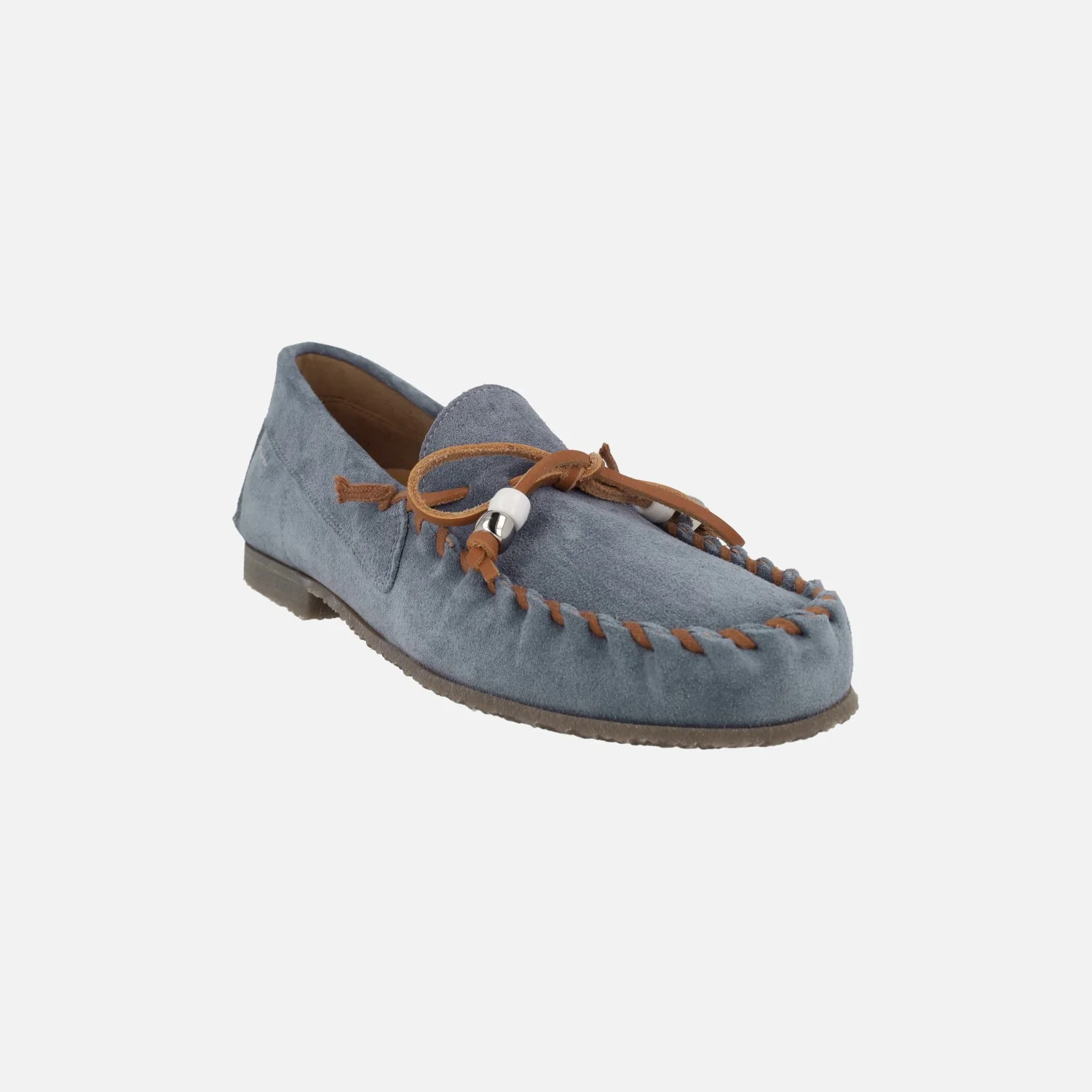 Mocasines de ante para mujer con detalle de lazo y pespuntes - Image 2