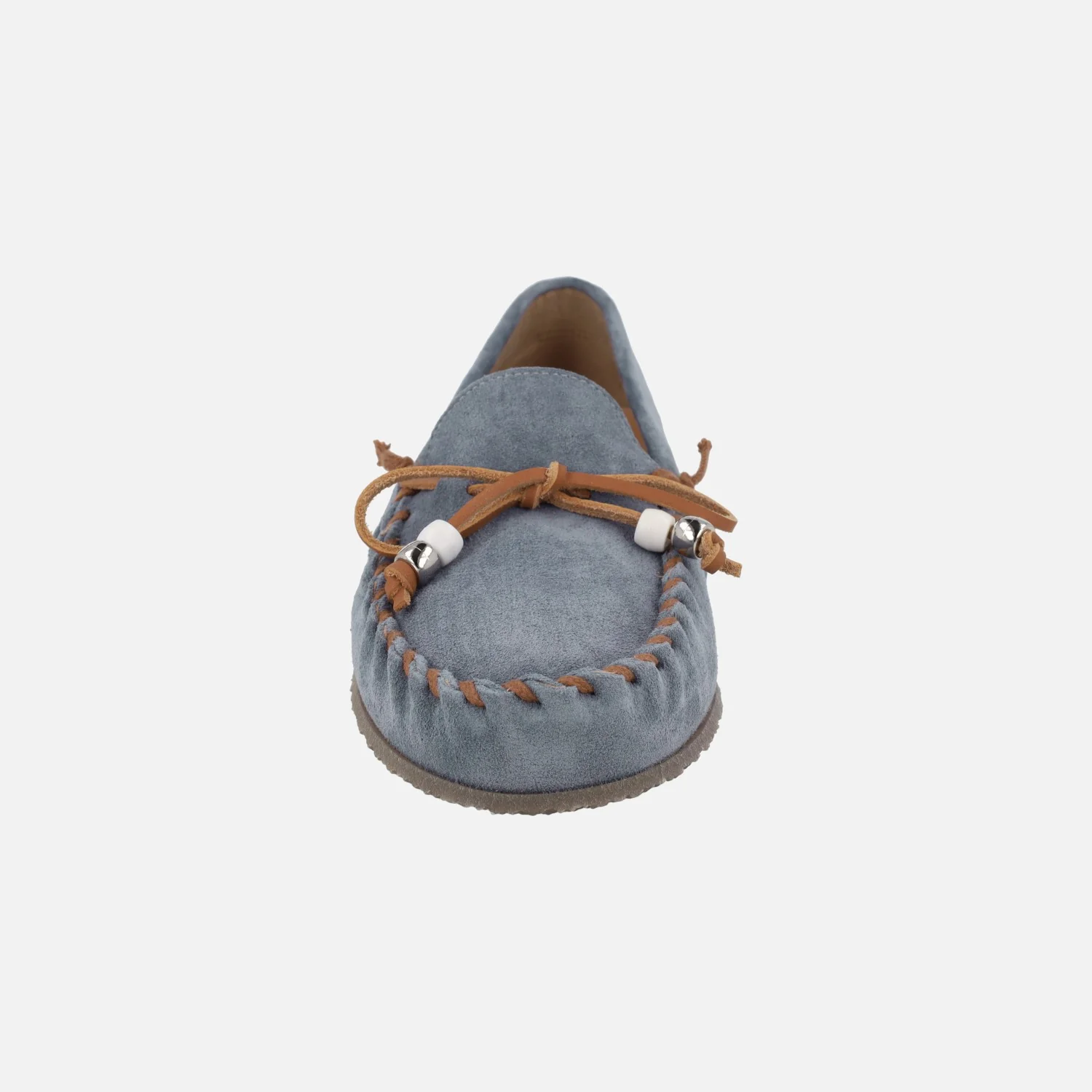 Mocasines de ante para mujer con detalle de lazo y pespuntes - Image 5