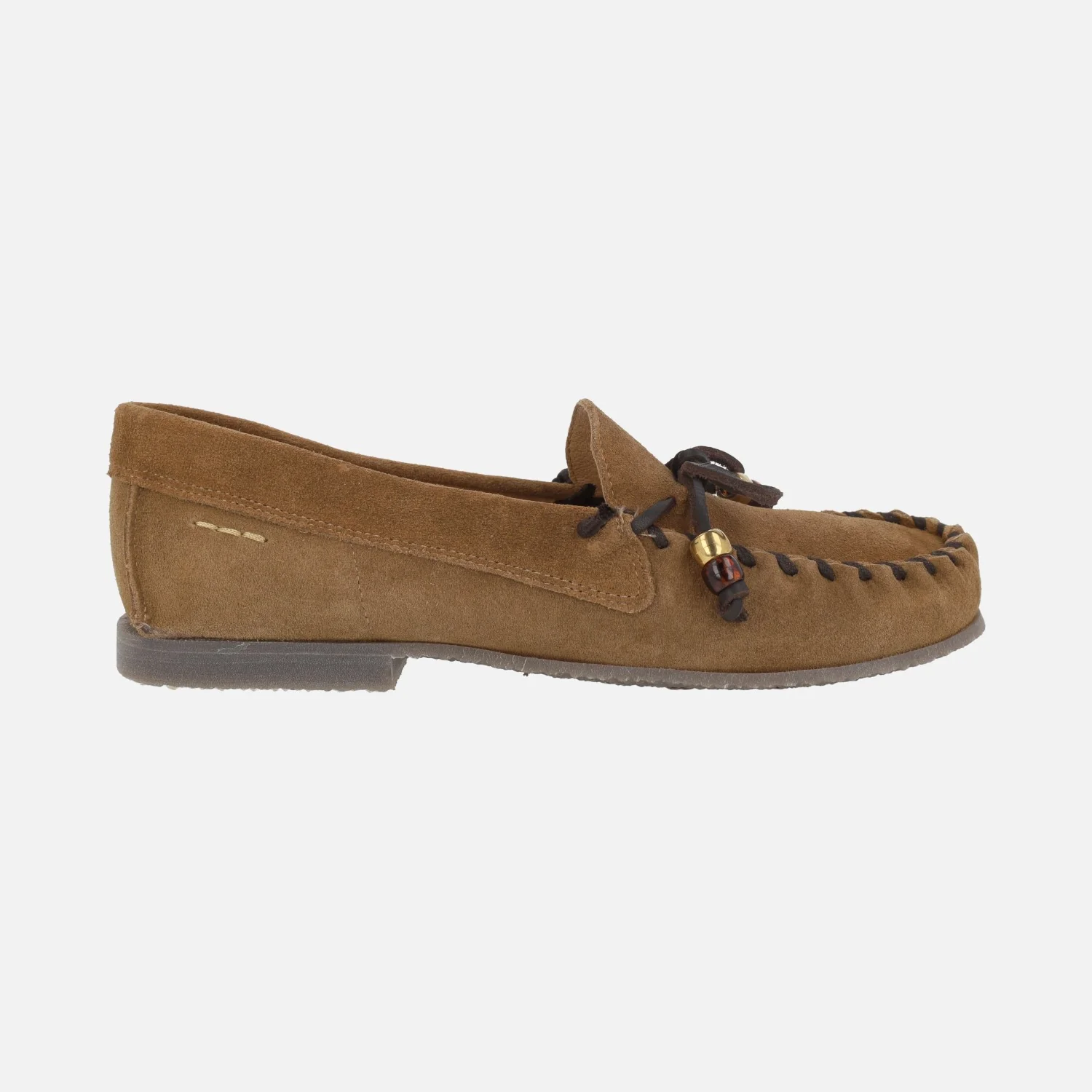 Mocasines de ante para mujer con detalle de lazo y pespuntes - Image 7
