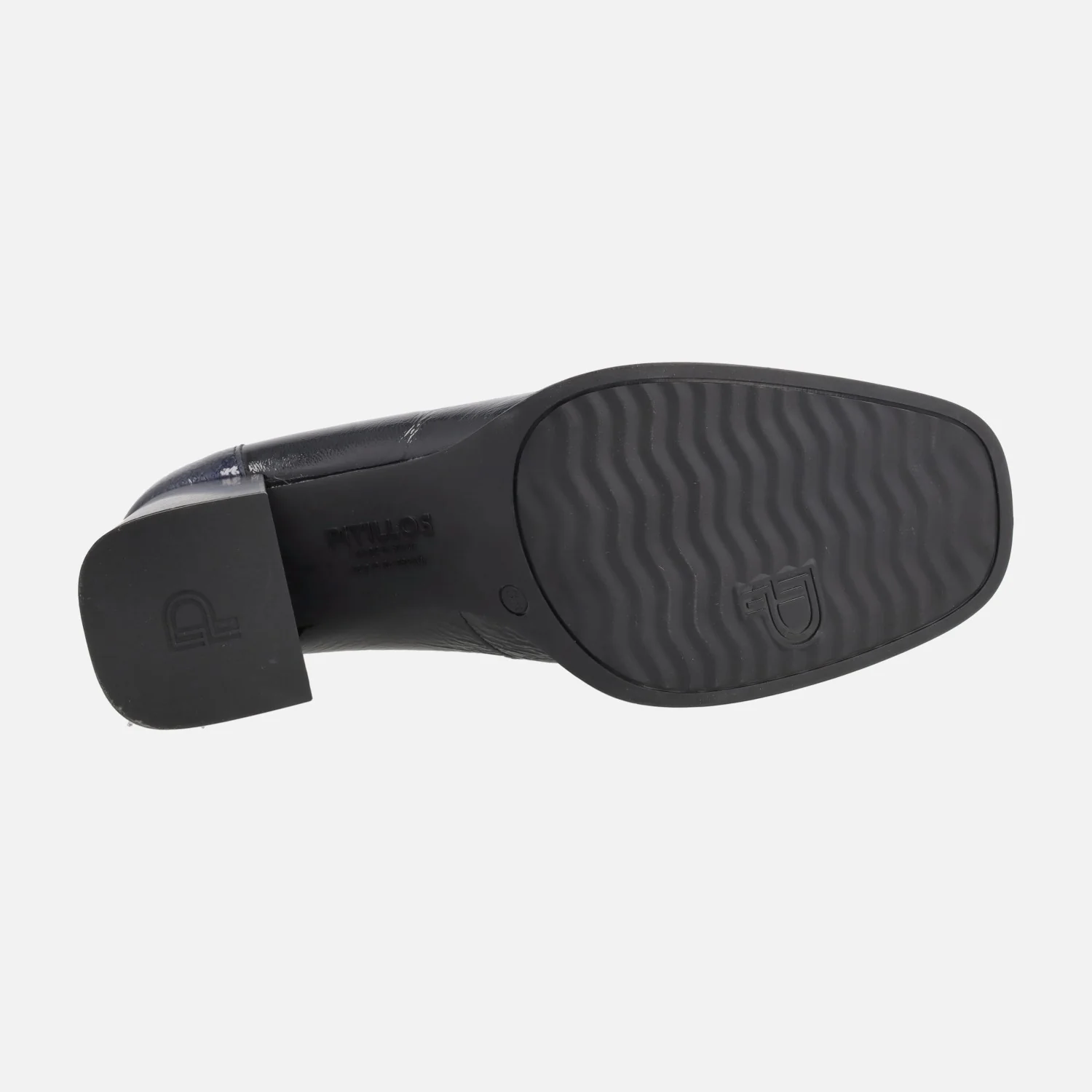 Mocasines de charol con tacón y plataforma en combinado negro - azul - Image 5