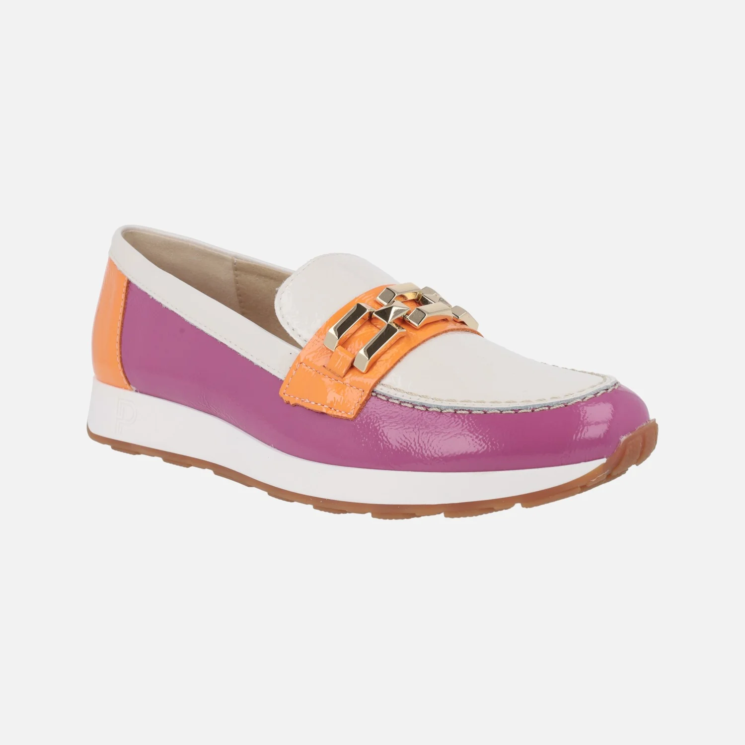 Mocasines de charol en combinado tricolor con cadena - Image 12