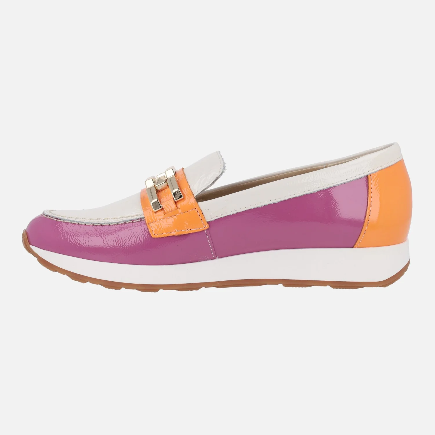 Mocasines de charol en combinado tricolor con cadena - Image 13