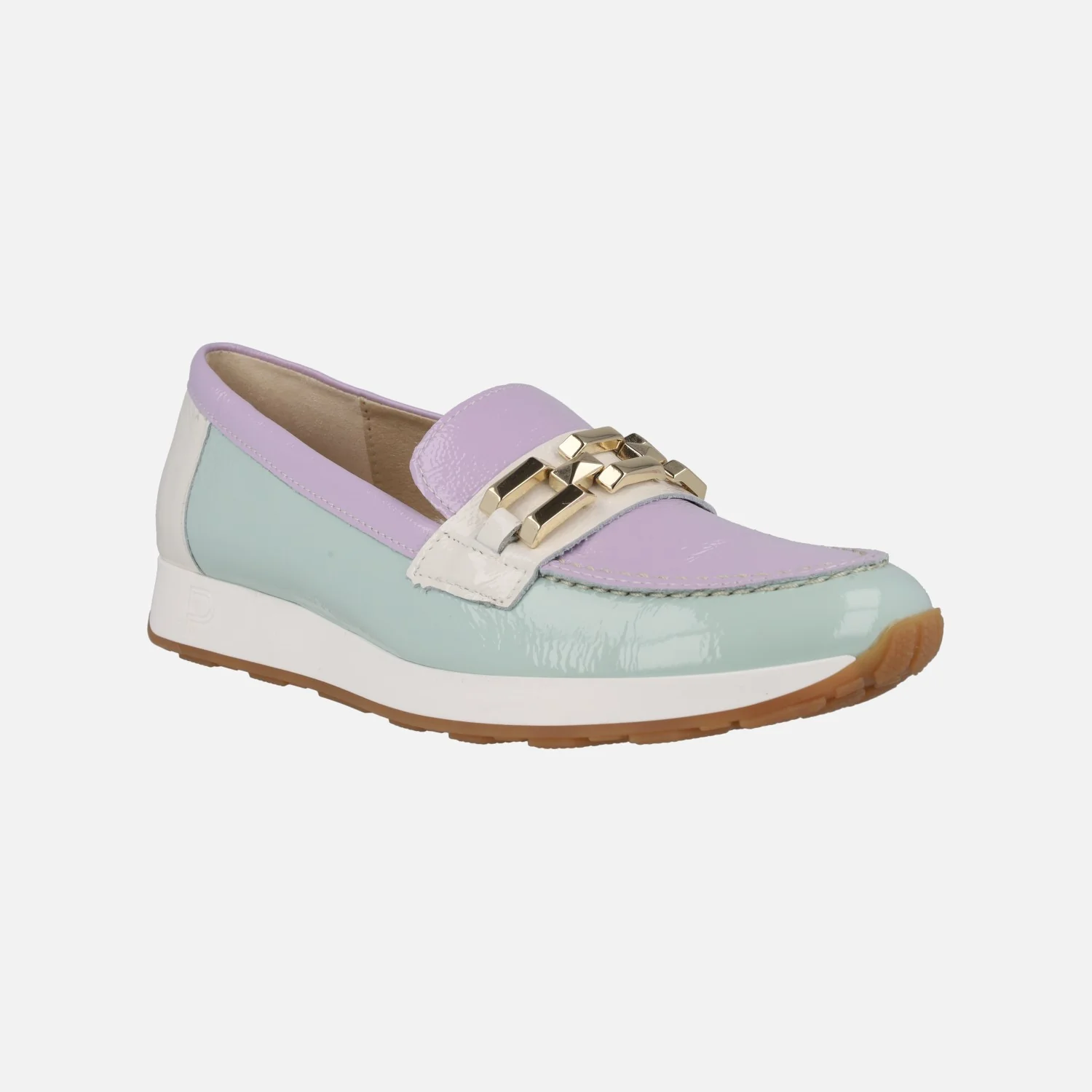 Mocasines de charol en combinado tricolor con cadena - Image 2