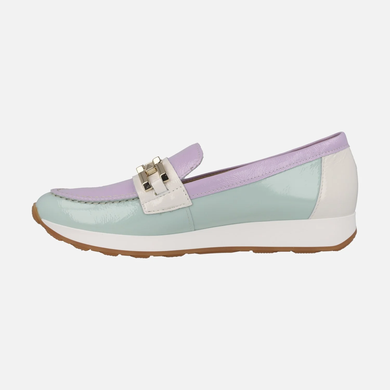 Mocasines de charol en combinado tricolor con cadena - Image 3