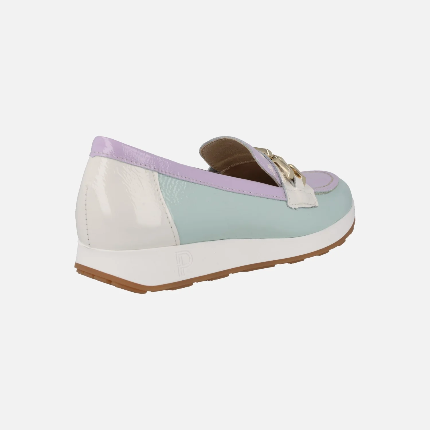 Mocasines de charol en combinado tricolor con cadena - Image 4