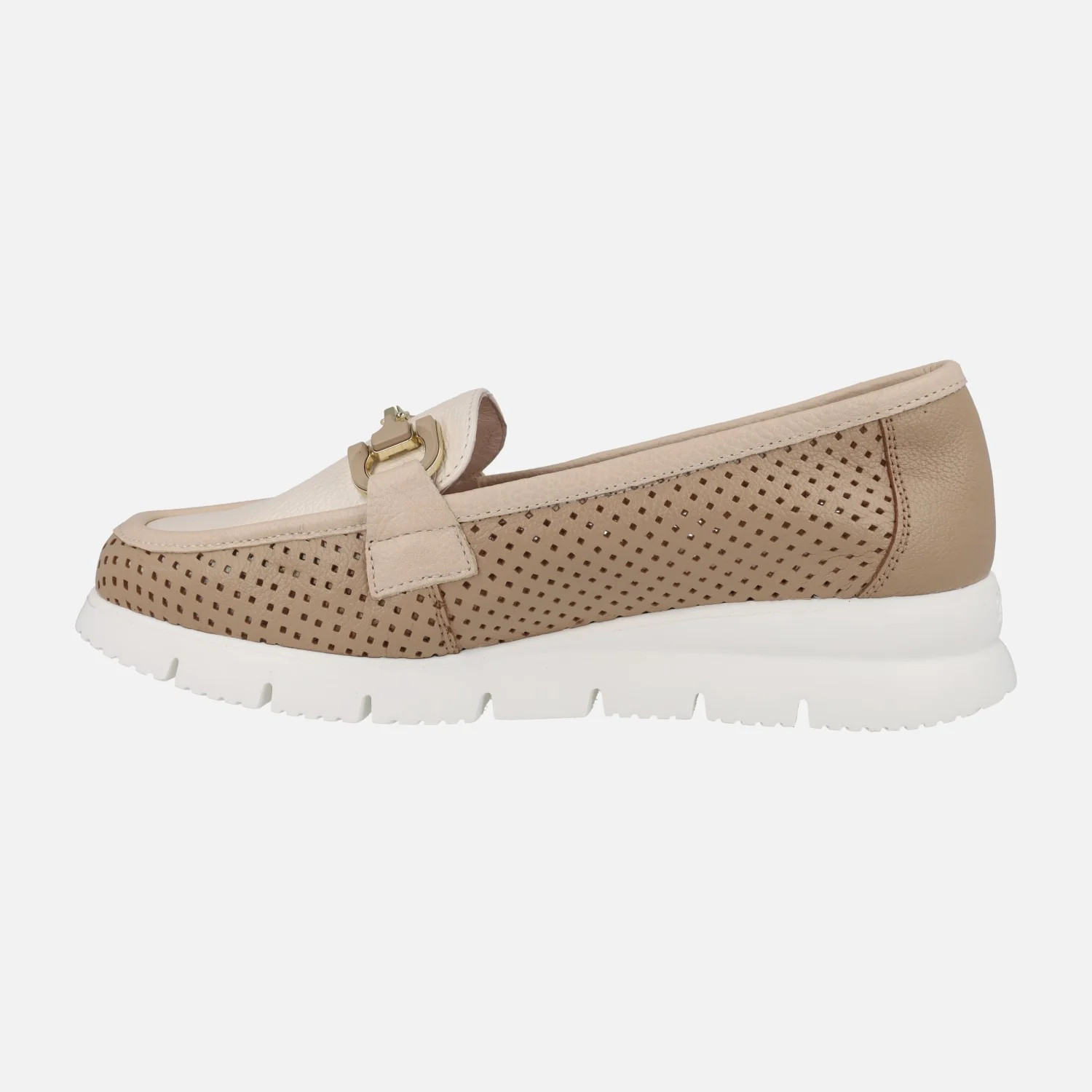 Mocasines de piel combinados con picados y adorno metálico - Image 3