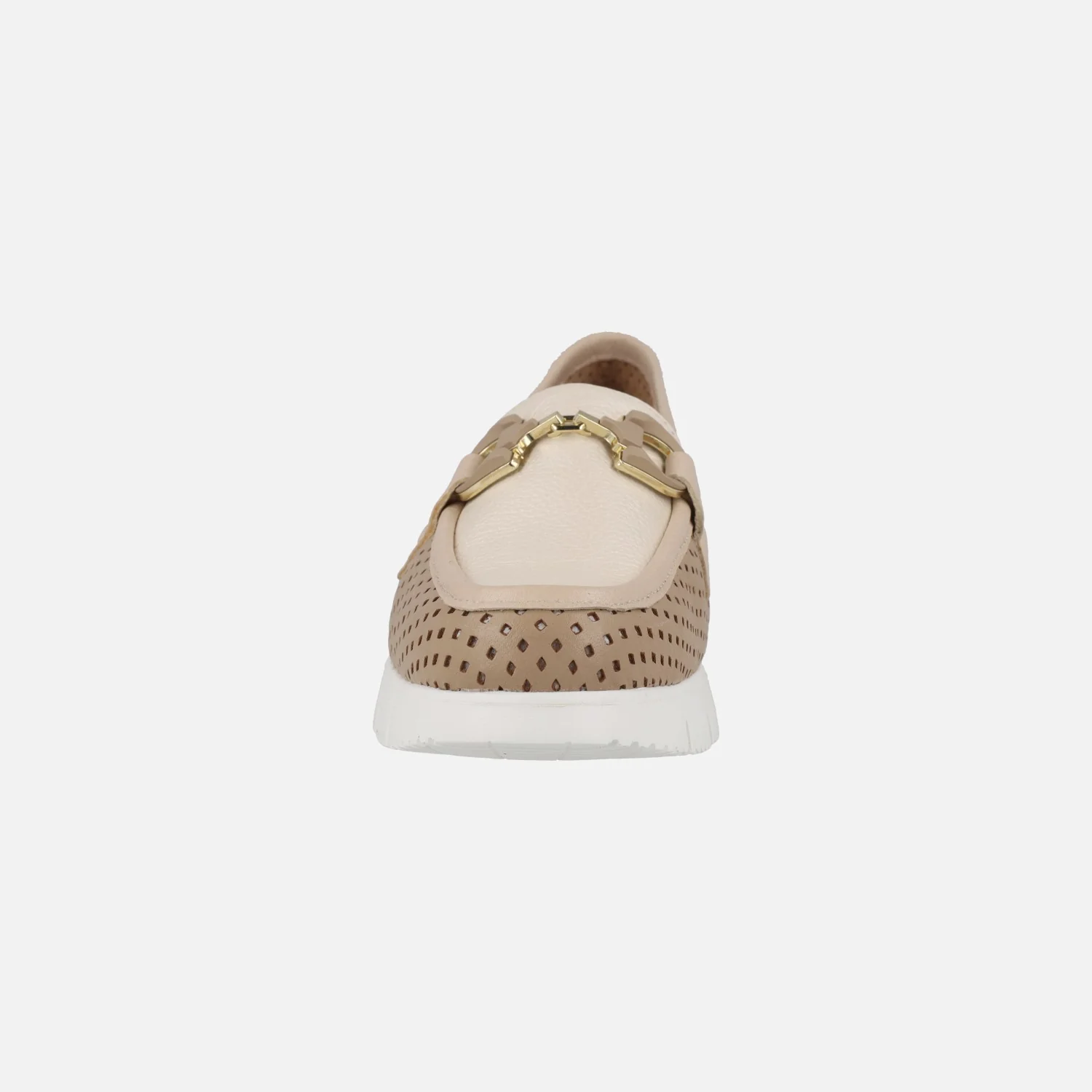 Mocasines de piel combinados con picados y adorno metálico - Image 5