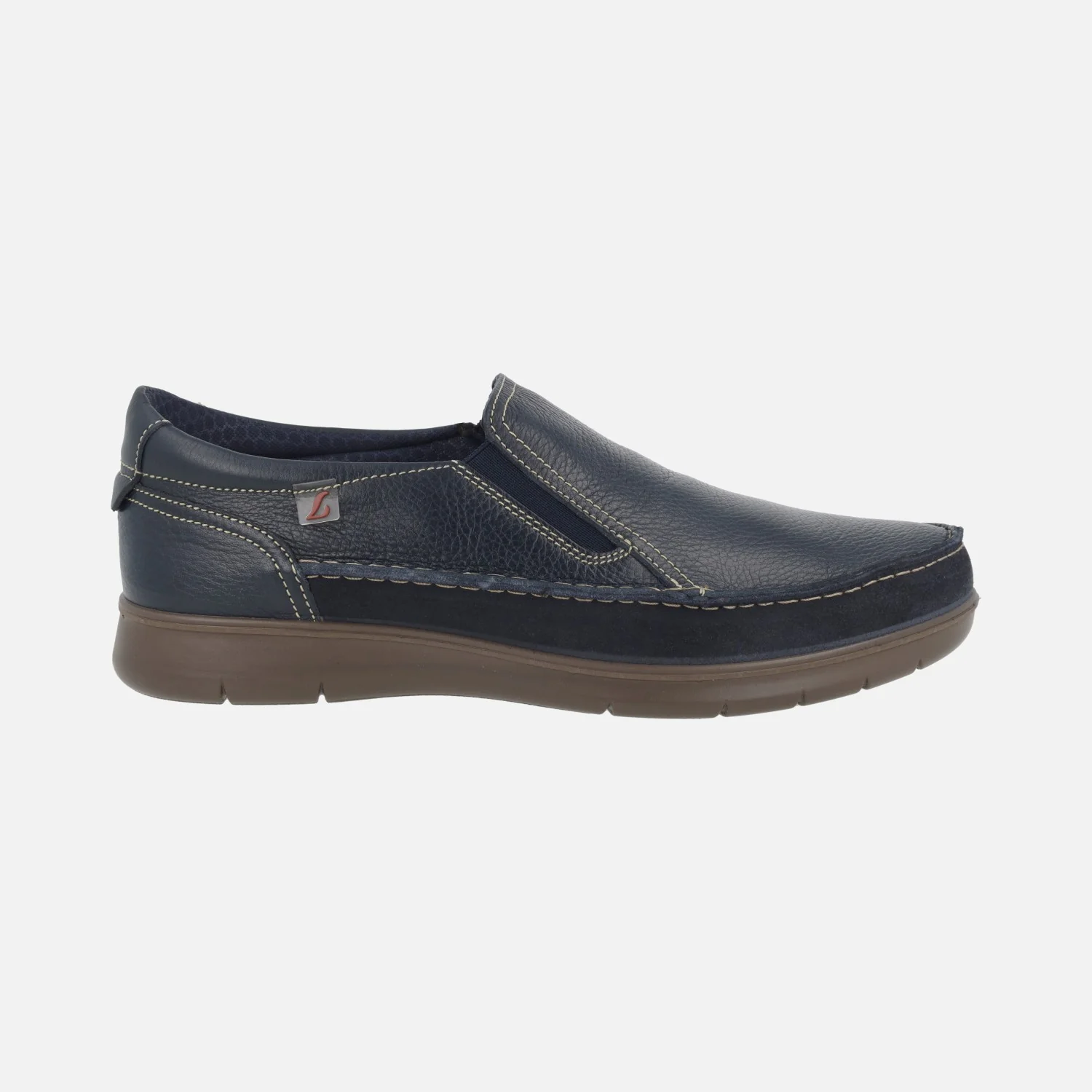 Mocasines de piel en azul marino con elásticos laterales