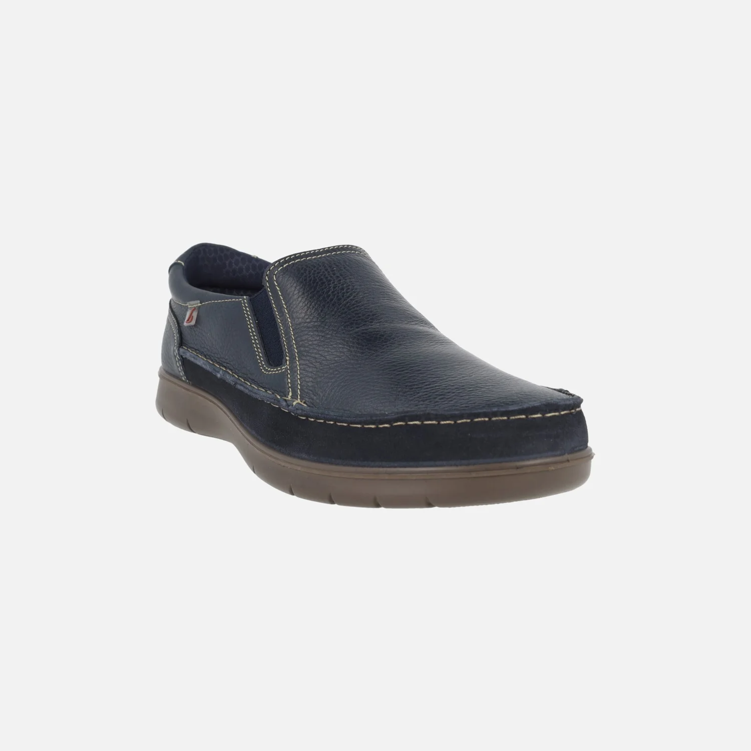 Mocasines de piel en azul marino con elásticos laterales - Image 2